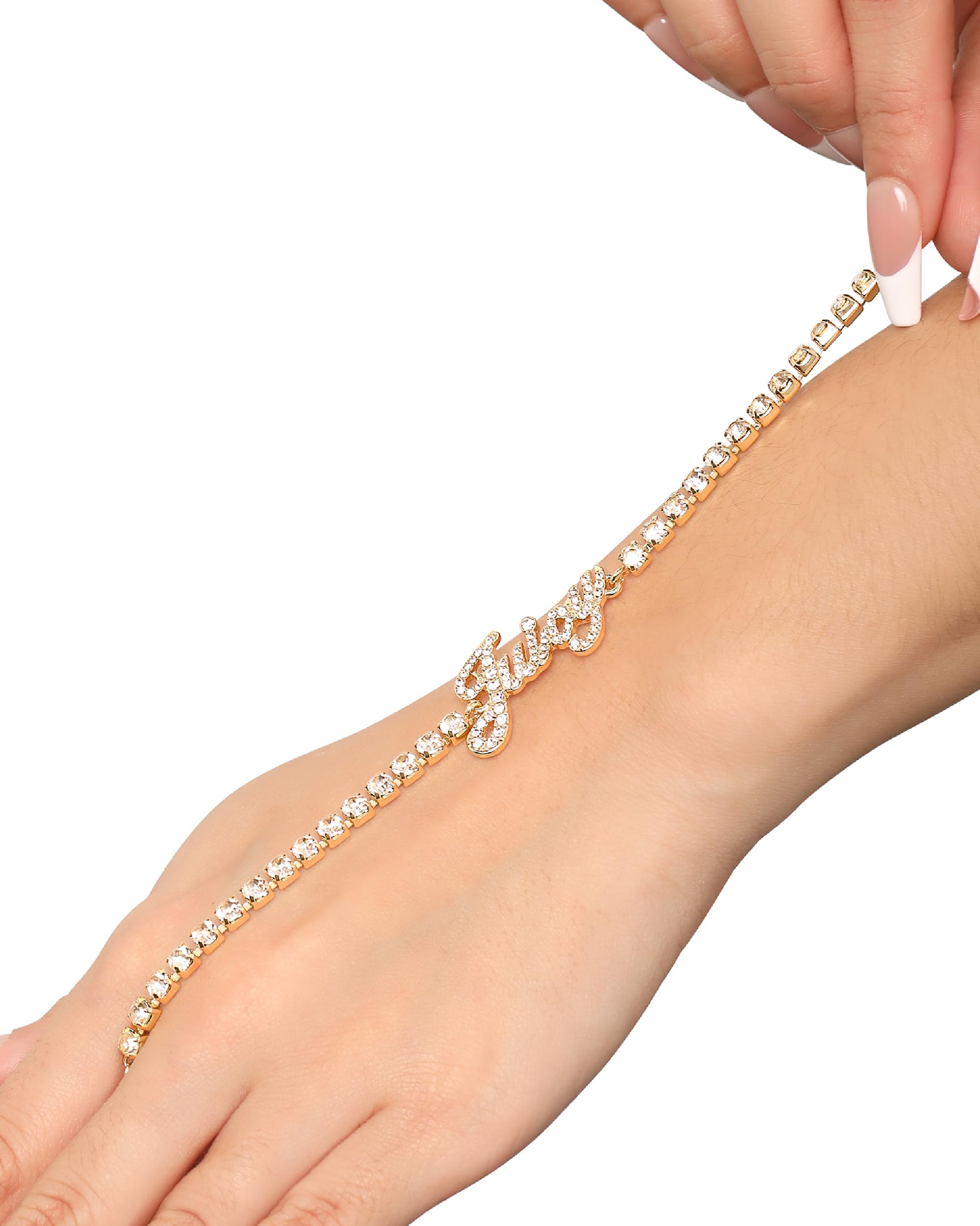 Juicy Couture Logo Clear Stone Tennis Bracelet for Women 7.5", Gold-Tone Bling Juicy Bracelet