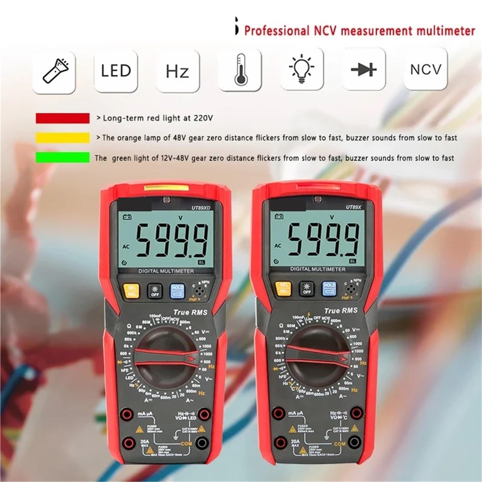 Multímetro Digital, Multímetro digital profesional UT89X UT89XD True RMS NCV 20A Corriente CA CC Voltímetro Probador de resistencia de capacitancia(UT89X)