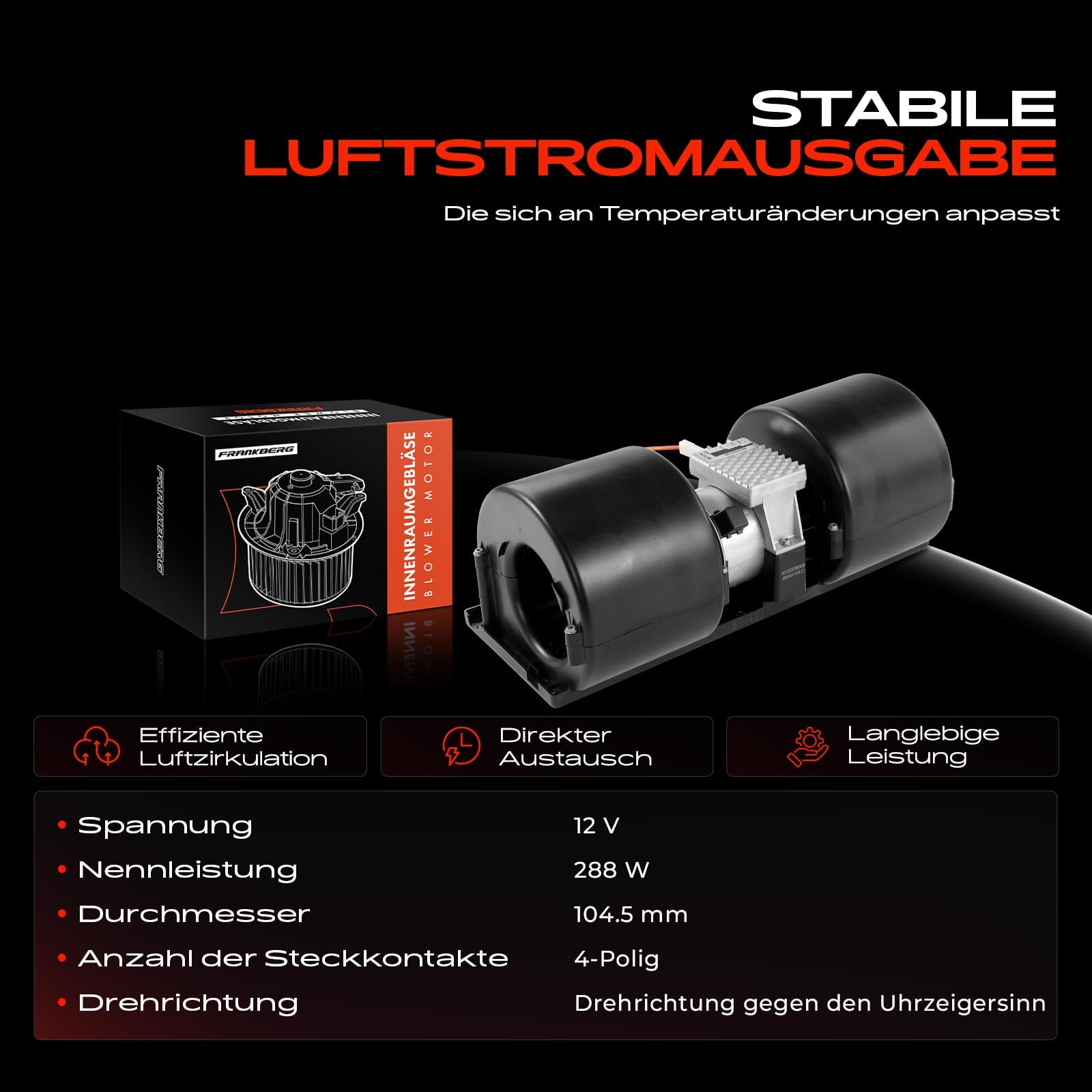 Frankberg Gebläsemotor Innenraumgebläse Heizungsgebläse Replace# 006-A39-22