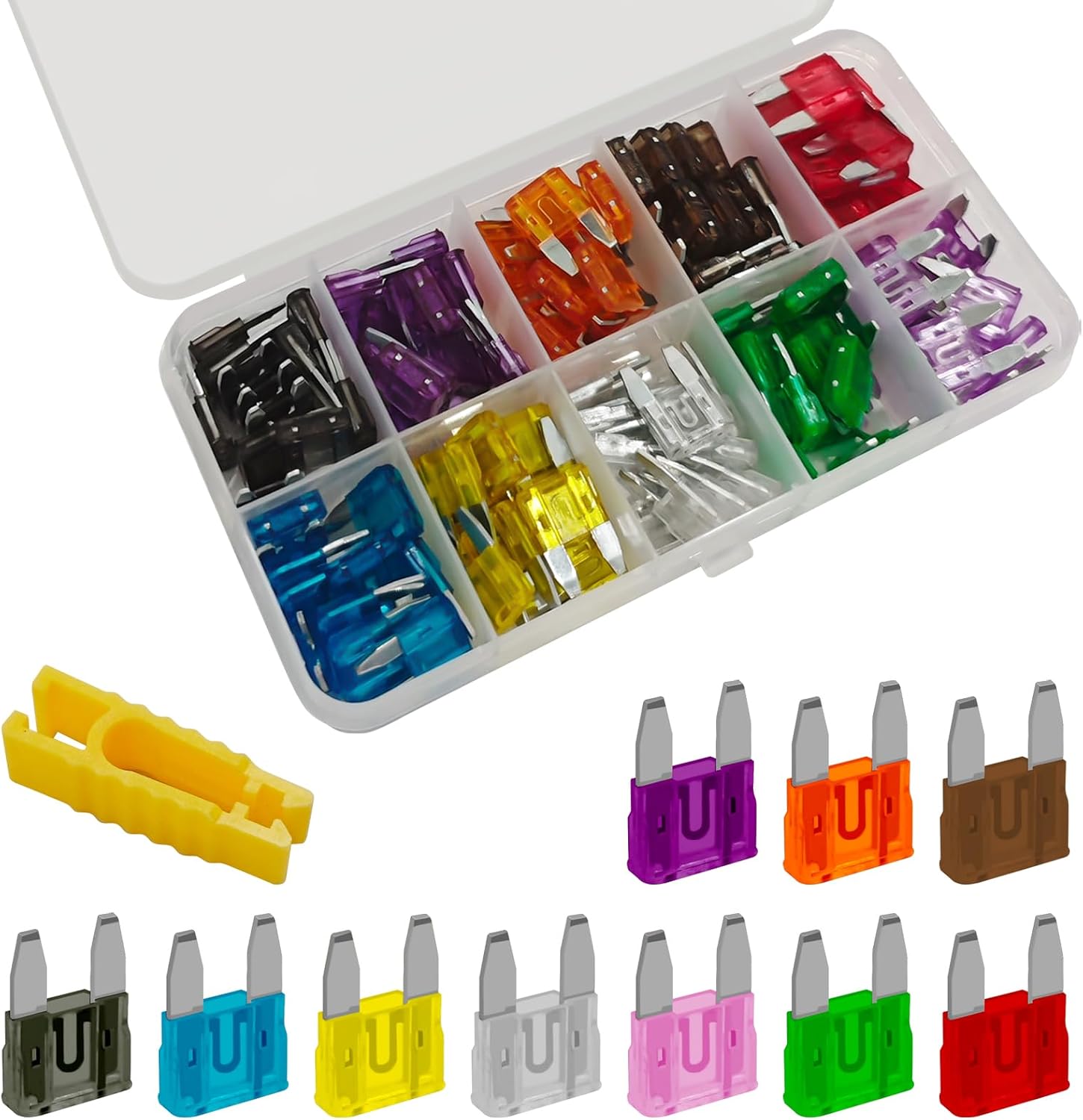 120PCS Car Mini Fuses Assortment Kit, Fuses Automotive Kit with Puller Tool, Blade Micro Low Profile Mini Fuse Kit (2A/3A/5A/7.5A/10A/15A/20A/25A/30A/35A) for Car RV Truck SUV Motorcycle