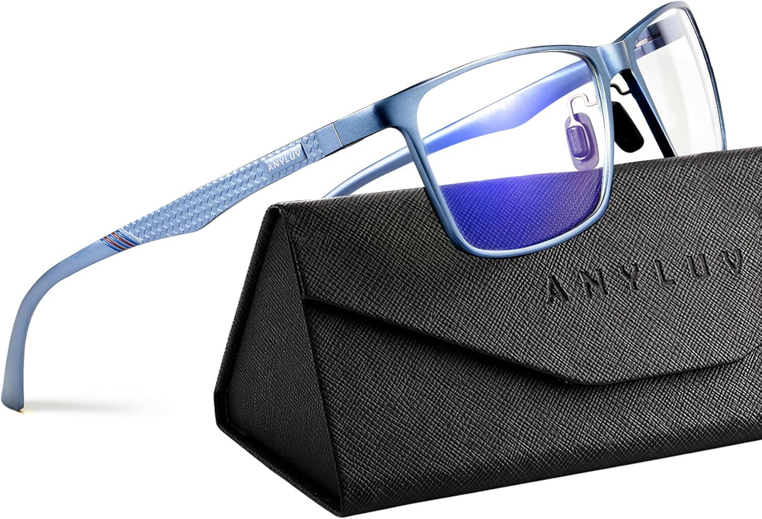 ANYLUV Blue Light Glasses Men, Relieve Eyestrain and Eye Protection, Al-Mg Metal Computer Blue Light Blocking Glasses