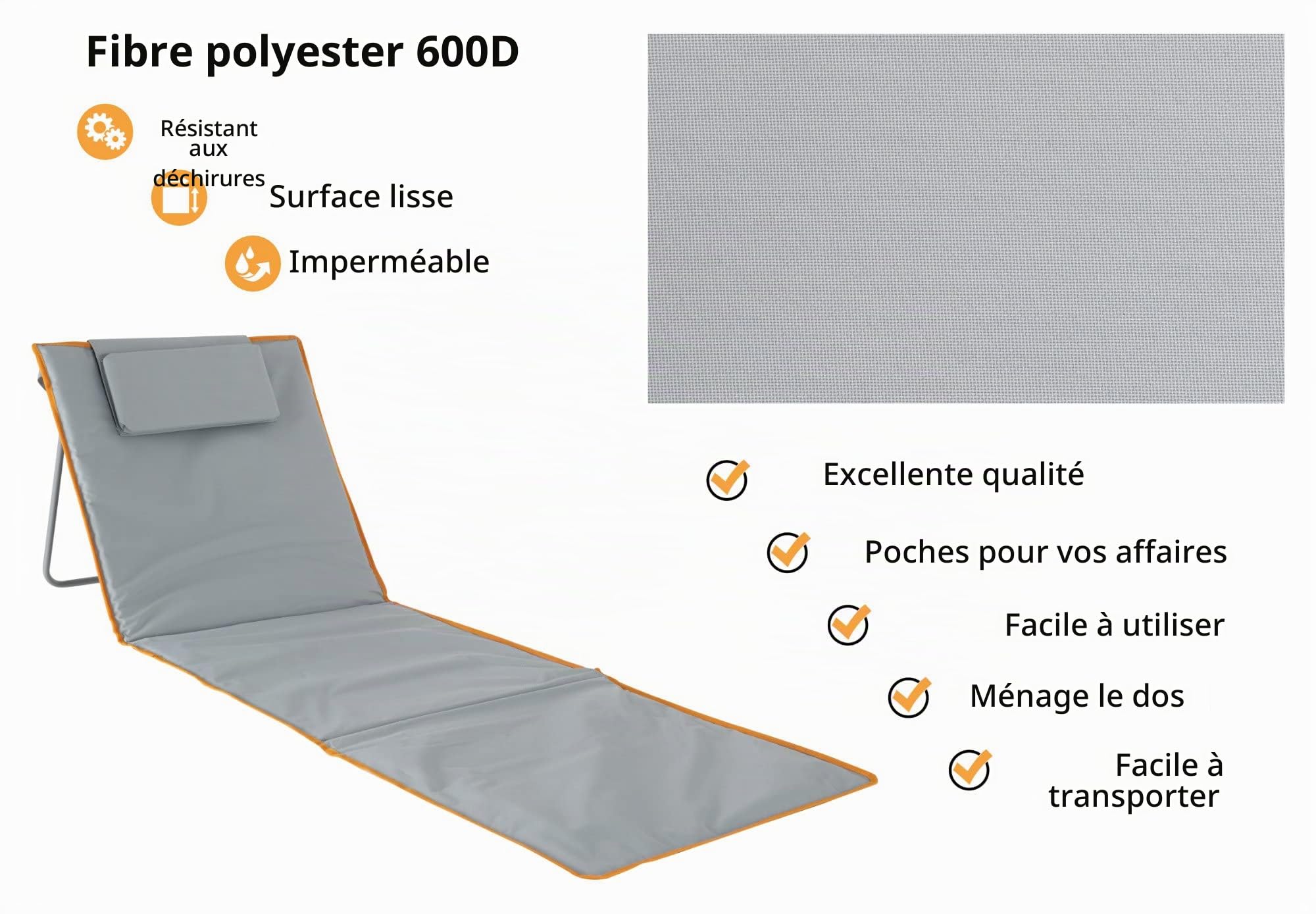 Stagecaptain BM-160 GY/OG Tapis de Plage Layla Lot de 2, Sac: 28 x 18 cm