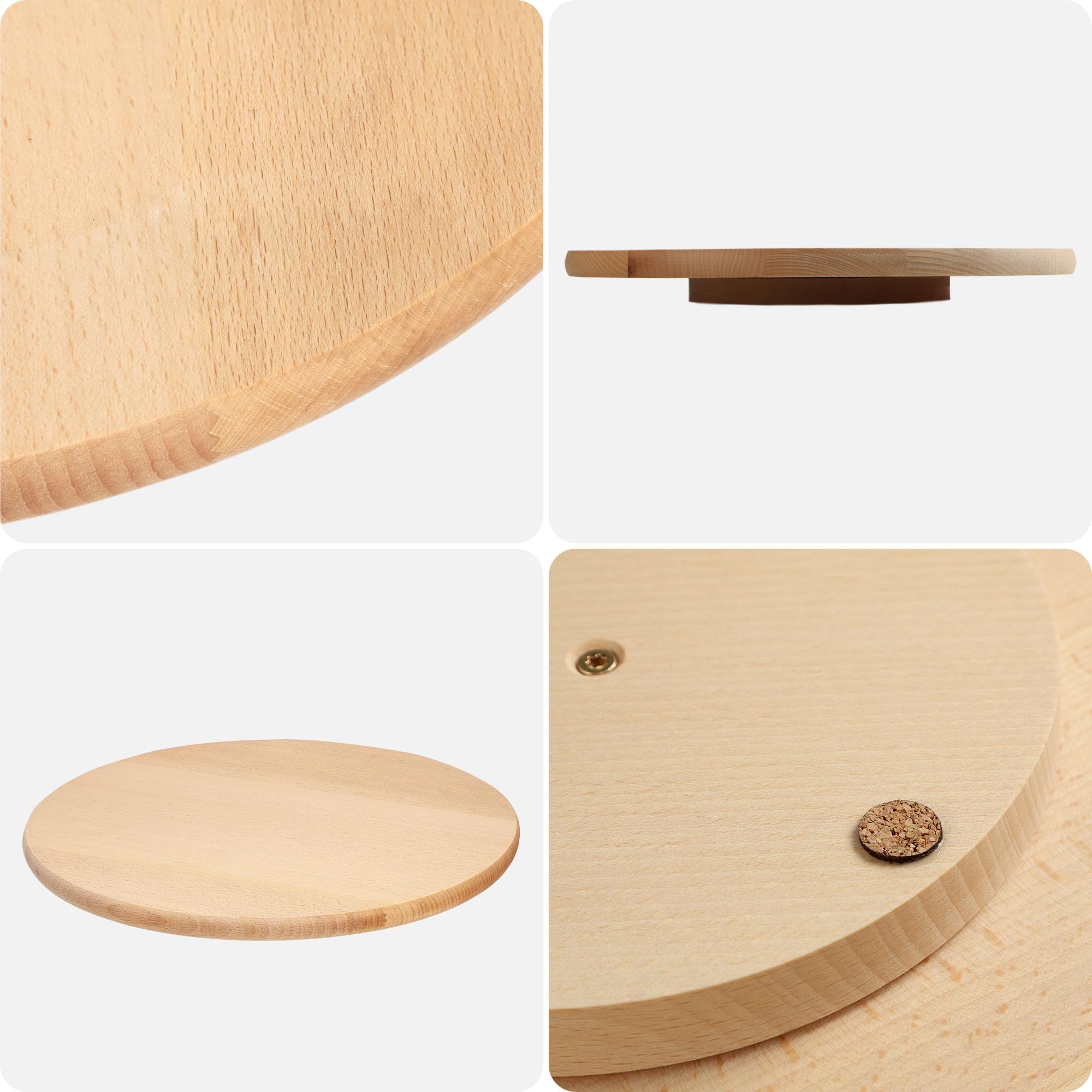 KADAX drehbare Servierplatte, Drehteller aus natürlichem Holz, antibakterielle Drehplatte, klingenfreundlicher Servierteller, Snackteller zum Servieren (ø 60cm)