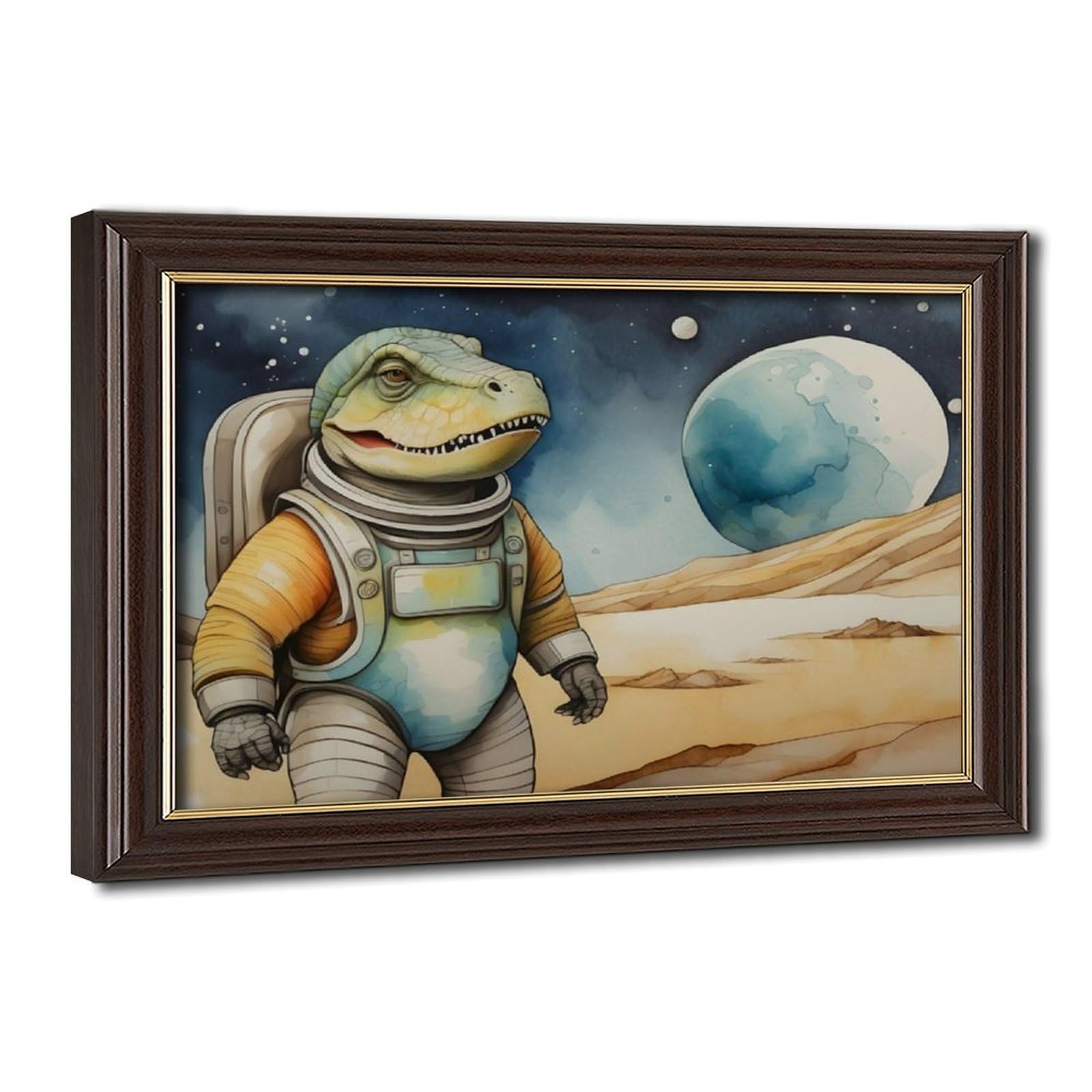 Bareronor Mokume Gane Frame-Style Dinosaur Canvas Poster For Living Room Decor Gift
