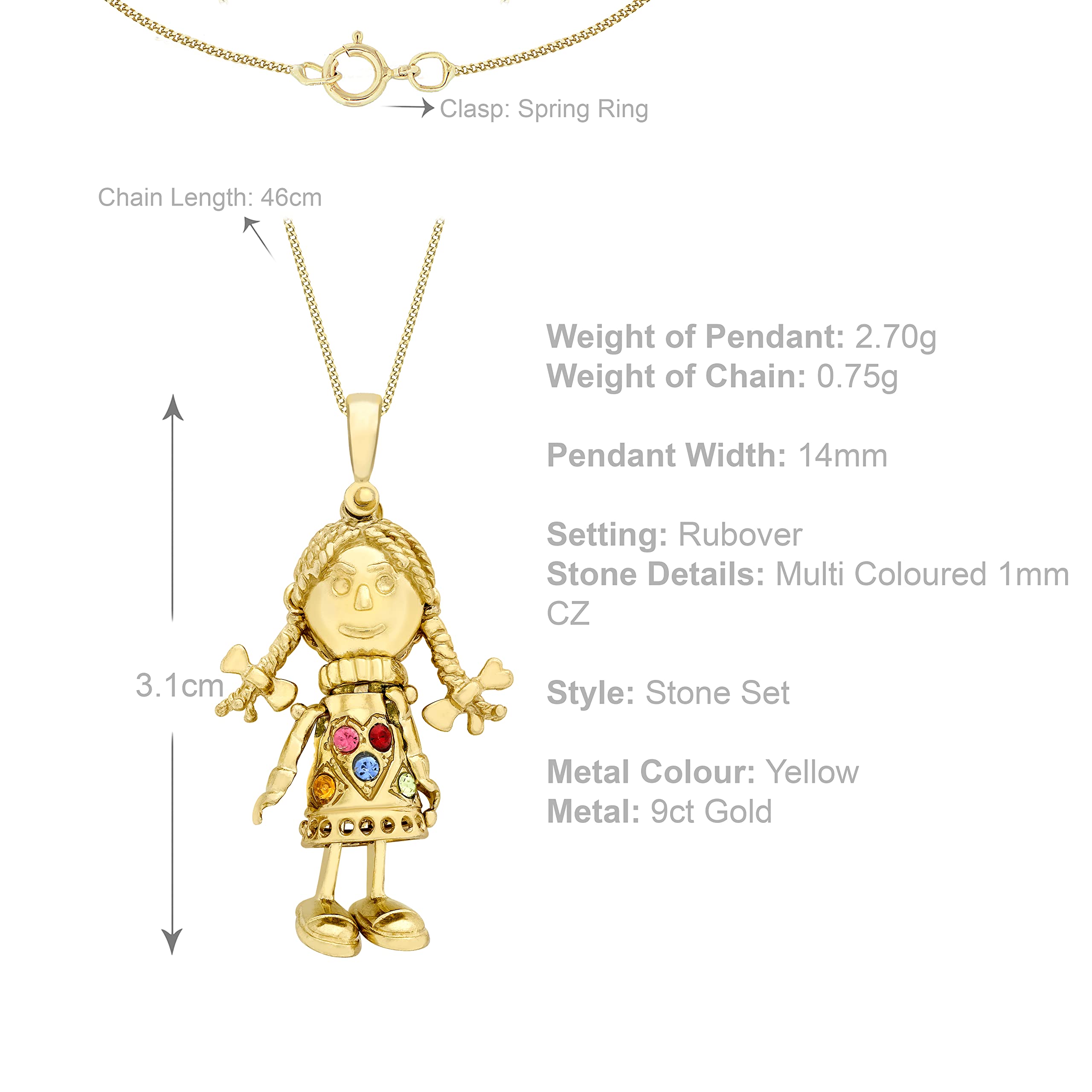 Carissima Collar de mujer con oro amarillo de 9 quilates (375/1000), circonita, 46 cm