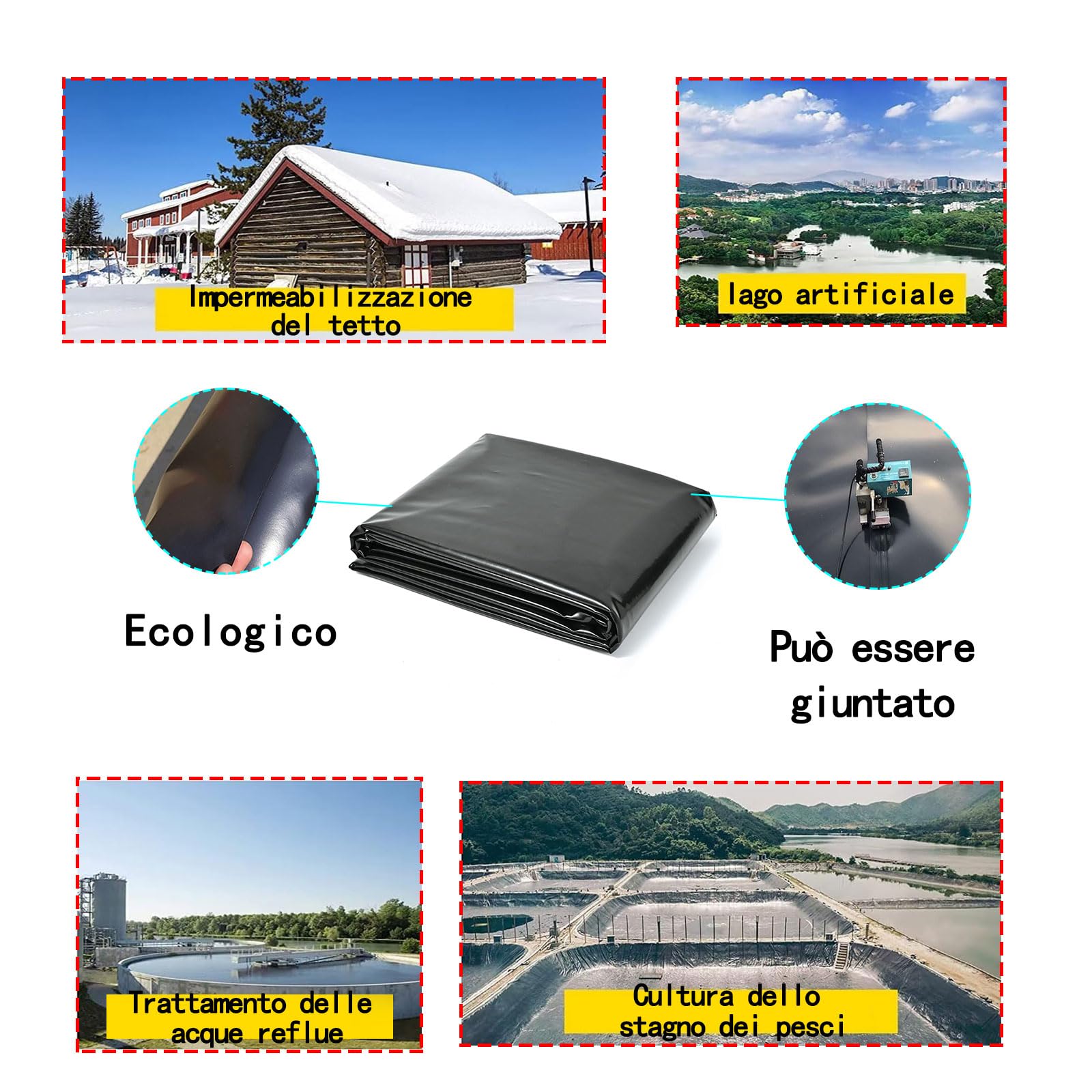 Telo per stagno da giardino 8x10m,telo pvc laghetto,Rivestimento per Laghetto in HDPE Resistente,Fodera Laghetto Flessibile per Piscina Giardino per Laghetti,Fontane,Giardini Acquatici e Cascate