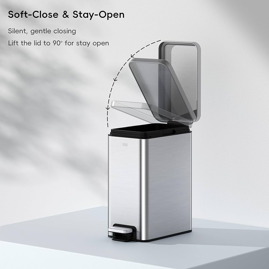 Amazon.com: EKO Small Bathroom Trash Can with Lid Soft Close, Step