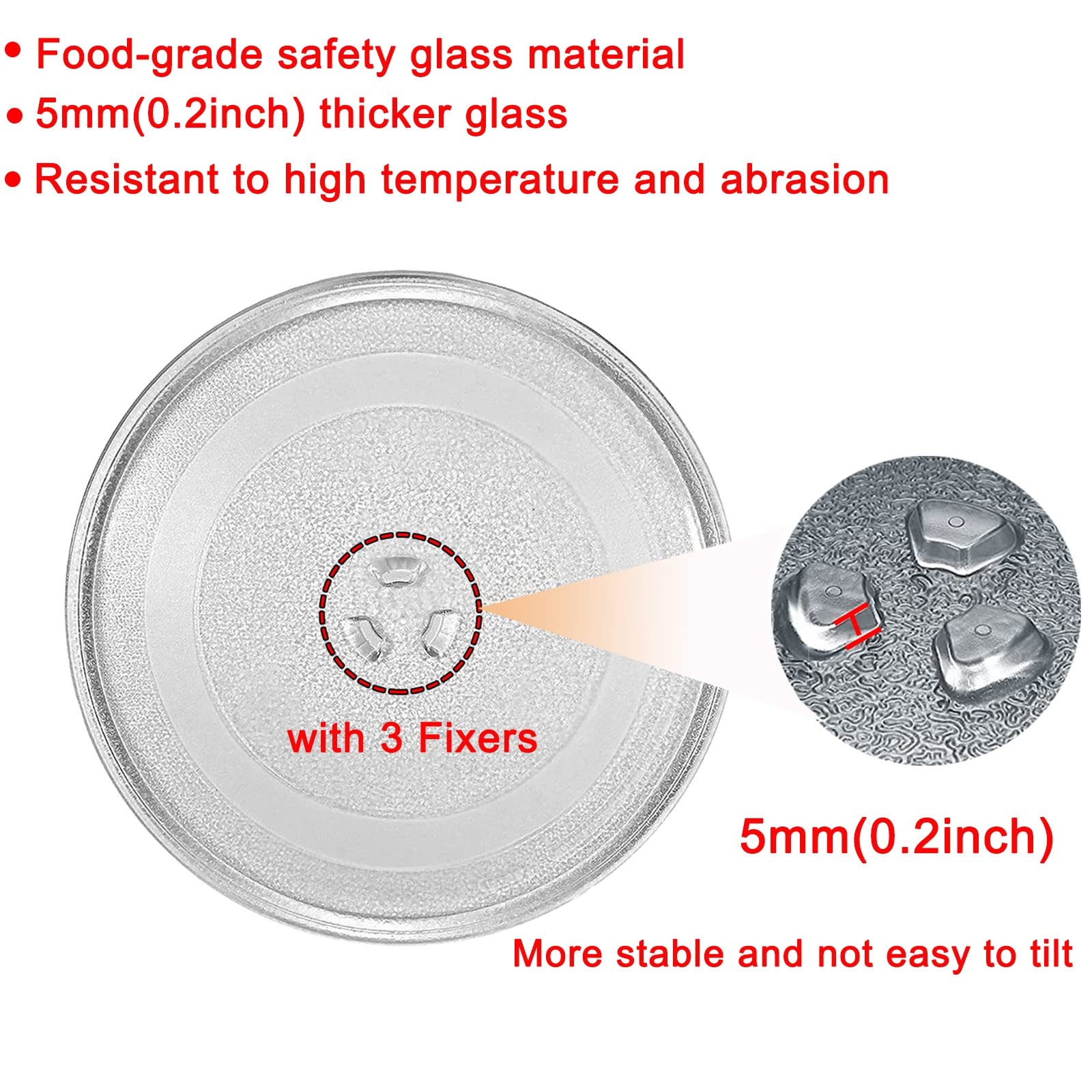 WORDFUN Bandeja De Vidrio para Microondas, Redondo Plato Giratorio para Microondas, Placa De Cristal Resistente A Los Arañazos con Anillo Giratorio Y Soporte, para Calentar Alimentos