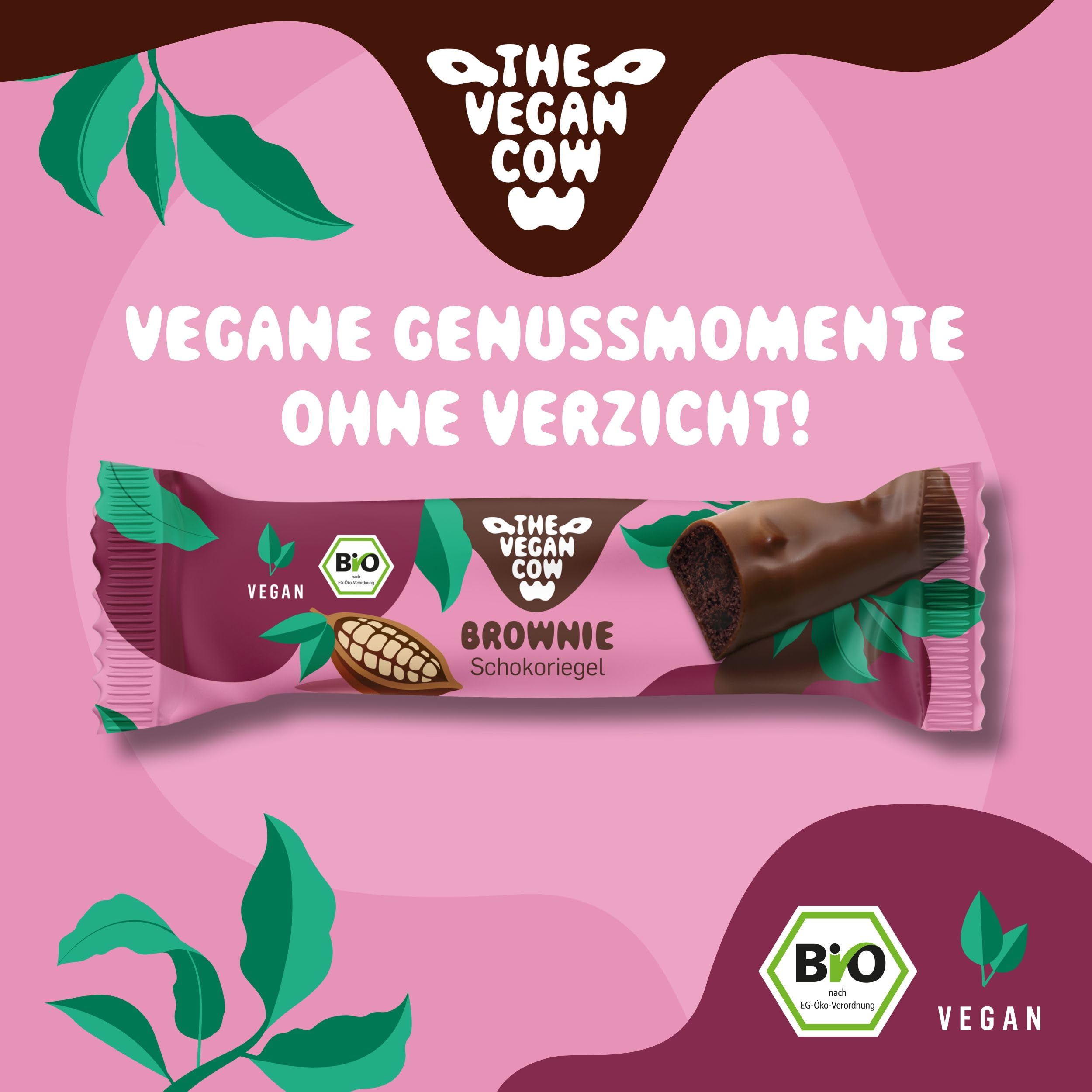 THE VEGAN COW - Schokoriegel Big Pack Mix 72 Riegel (2880g), 24x Brownie, 24x Erdnuss Salted Caramel und 24x Kokos - vegan, bio, glutenfrei - 100% natürliche Zutaten