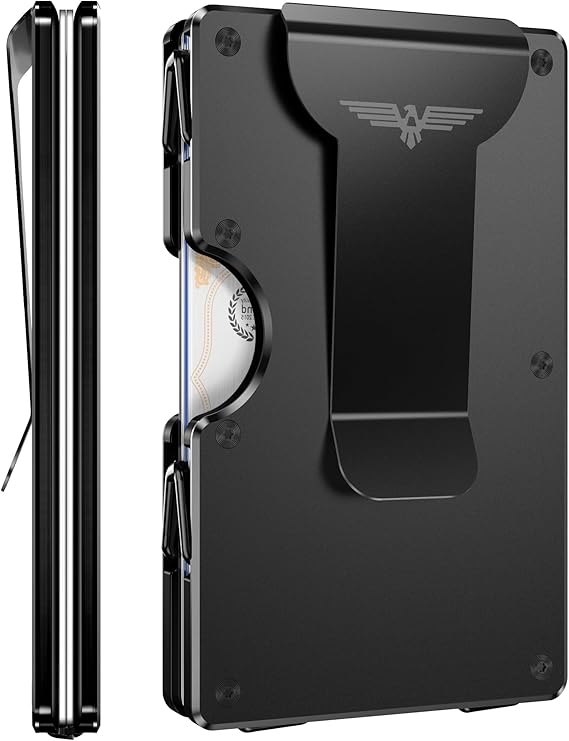 Upgraded Hinged Minimalist Wallet for Men | Slim Metal RFID Blocking Wallet | Credit Card Holder & Money Clip Holds 20 Cards | Premium Scratch-Resistant Finish | Ideal Gift for Men