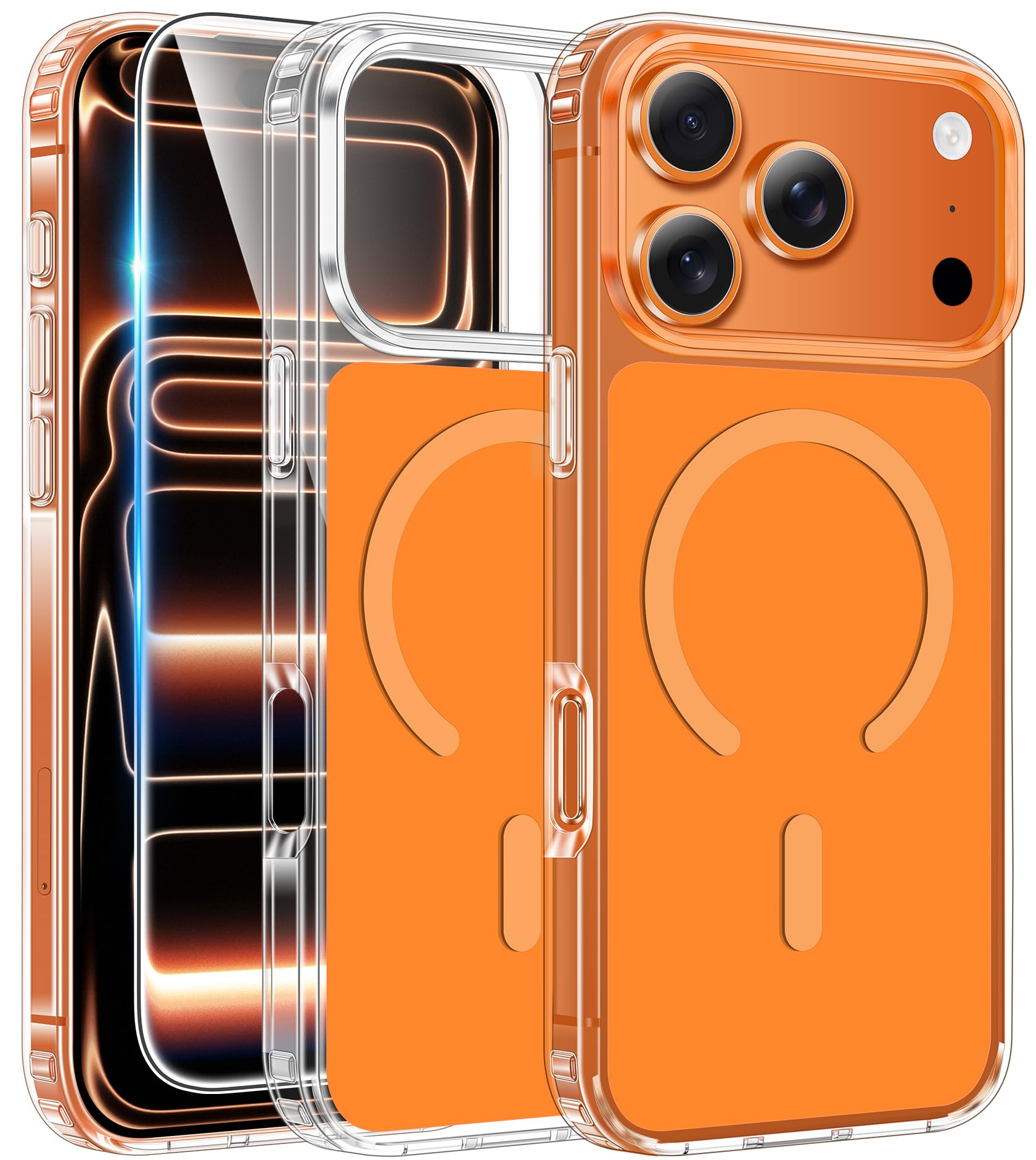 FNTCASE for iPhone 17 Pro-Max Case Compatible with Magsafe Clear Phonecase | Screen Protector, Military Grade Drop Protection, Slim Magnetic Phone Cases, Shockproof Bumper, Transparent Cell Cover
