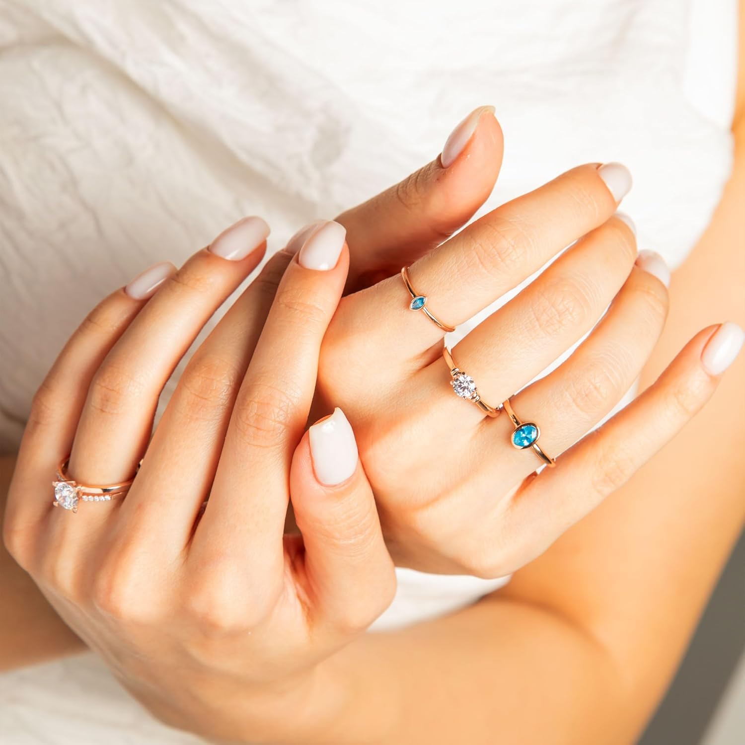 14k Solid Gold Blue Topaz Ring | Marquise Shape Blue Topaz Ring | Birthstone Ring | Dainty Minimal Ring | Yellow Rose White Gold Jewelry Her