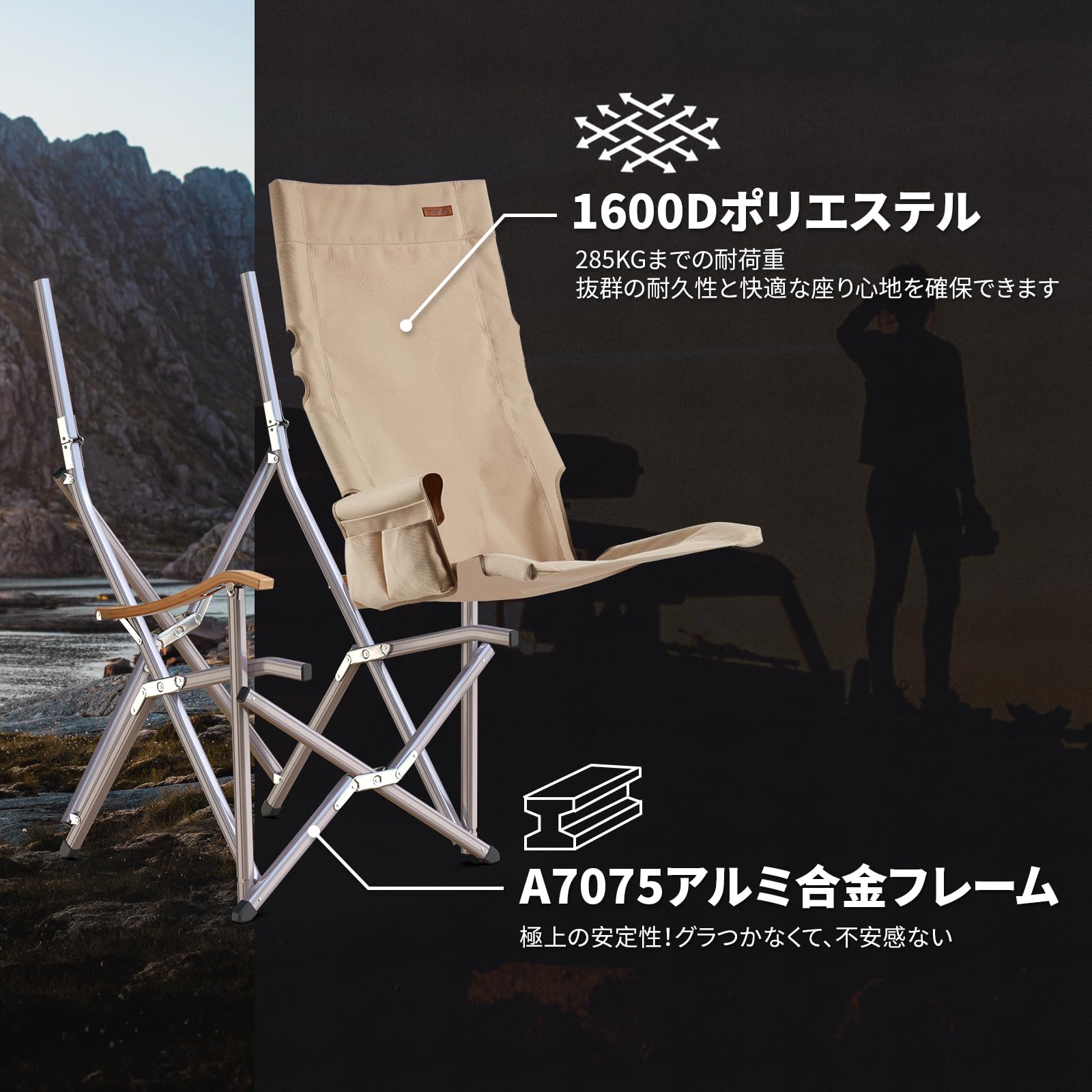 Amazon.co.jp: ICECO アウトドアチェア 耐荷重285KG・1600D座面・A7075 