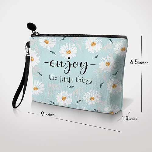 Miniatura 5 de Hglian Bolsa de maquillaje de viaje, verde azulado, Margarita-disfruta de las pequeñas cosas