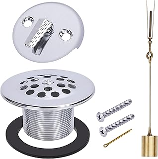 PRIMSOPH Trip Lever Overflow Faceplate Tub Drain Trim Kit with Linkage Conversion Kit Assembly Universal Fine Coarse Thread Replacement Chrome