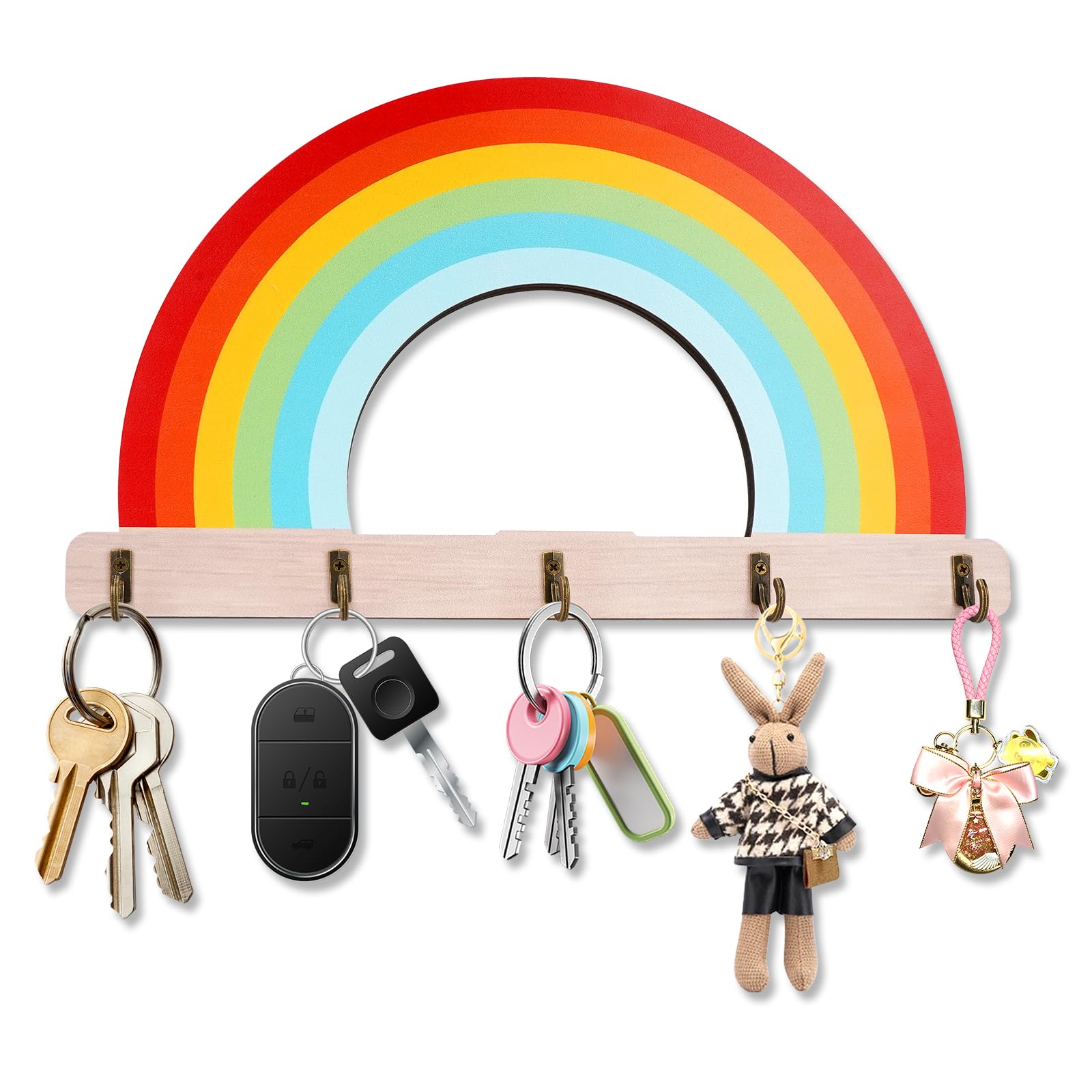 Colgador Llaves Pared con 5 Ganchos, Colgador Llaves Pared, Colgador Llaves Pared, Ganchos Soporte para Llaves, Forma del Arco Iris