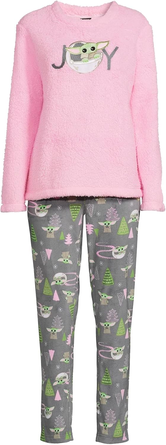 Disney Women's Star Wars Mandalorian Baby Yoda 2 Piece Pajama Set (8-10) Pink