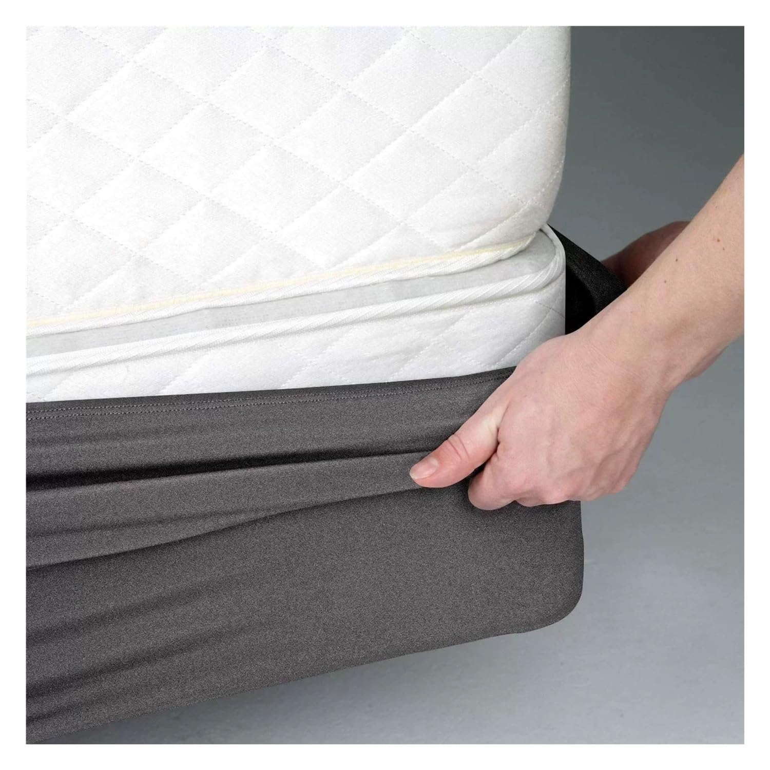 Boxspring-Abdeckung um Bettkasten, Matratzenschutz, 4 Seiten, elastisches Bettkasten-Set für Doppelbett, Doppelbett, Queen-Size-Bett, King-Size-Bett (dunkelgrau, King-Size-Bett: 200 x 200 cm)