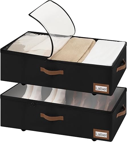 StorageWorks Almacenamiento debajo de la cama con ruedas, contenedores de almacenamiento debajo de la cama de 10 pulgadas con tapa, organizador de