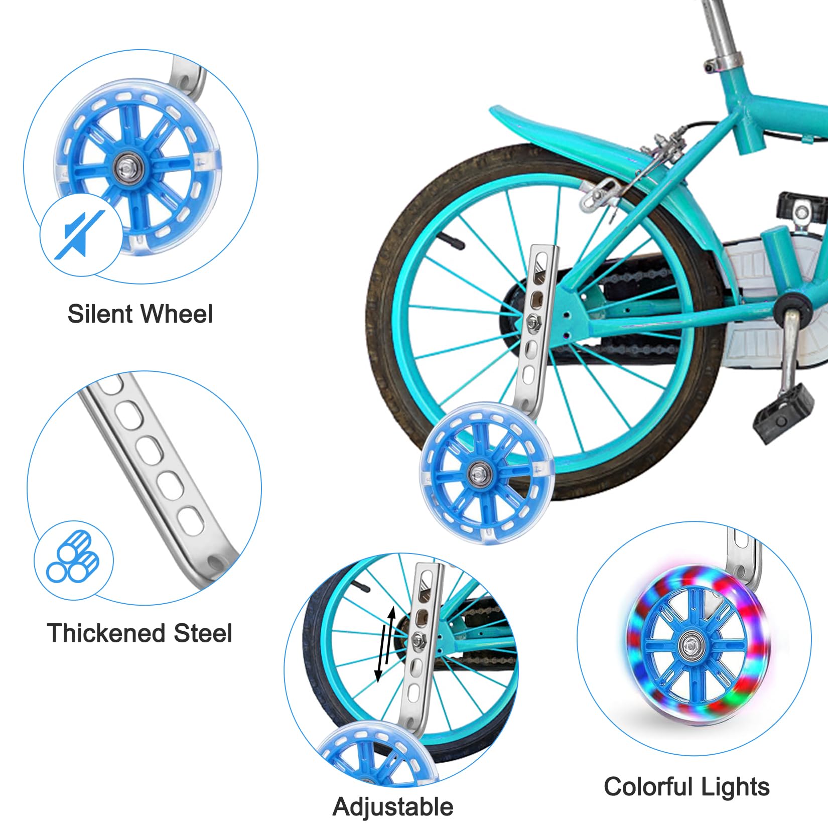 Fahrrad Sttzrder 12-20 Zoll Herbst Sttzrder Fr Kinderfahrrad 12-20  Zoll  Blinkende Sicherheitssttzrder Schwarz