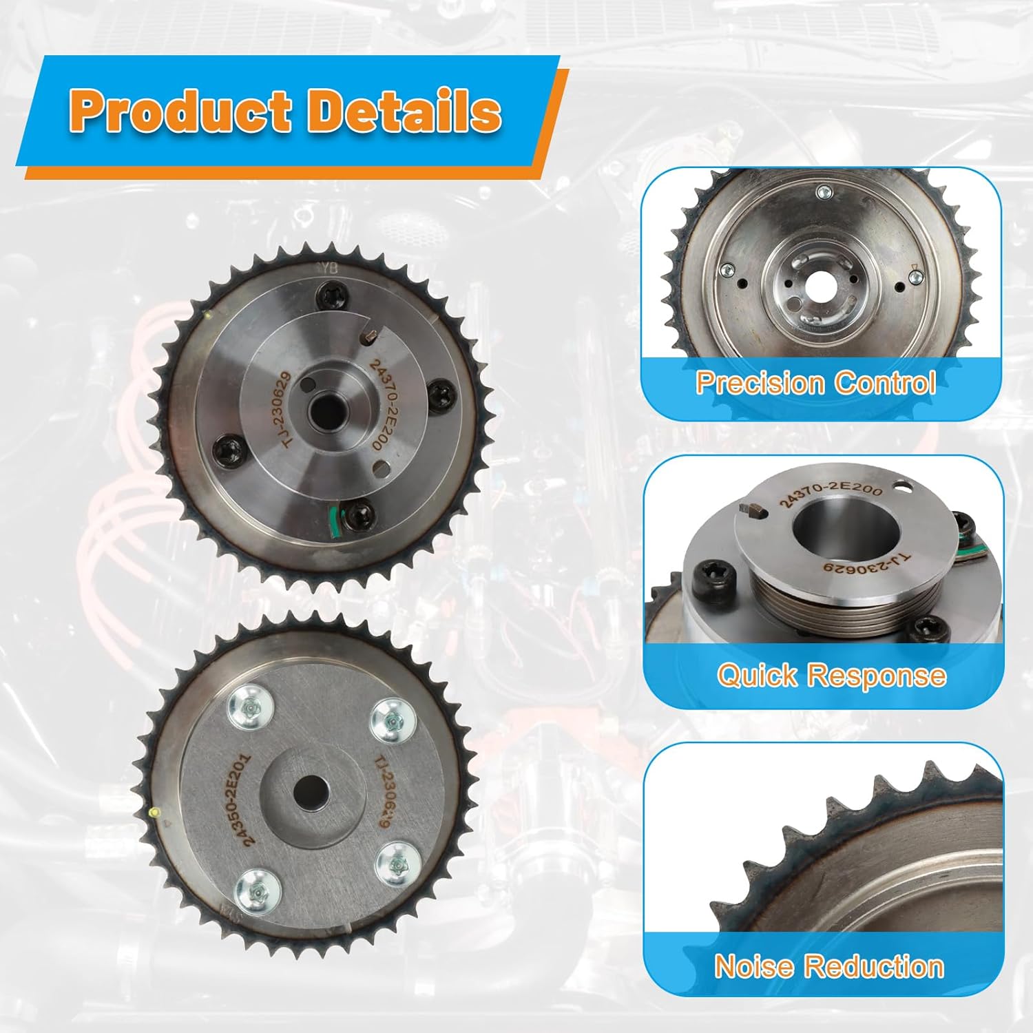 G4NC 2.0L Camshaft CVVT Gear Set Engine Timing Synchronization Perfect Fit for Elantra i30 Tucson Kia Forte Sportage 2012-2020 OE 24350-2E201 24370-2E200