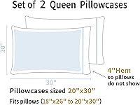 Vista 5 de Sunflower Juego de 2 fundas de almohada de algodón tamaño Queen, 100% algodón, tejido de percal blanco, 20 x 30 pulgadas, fundas de almohada suaves