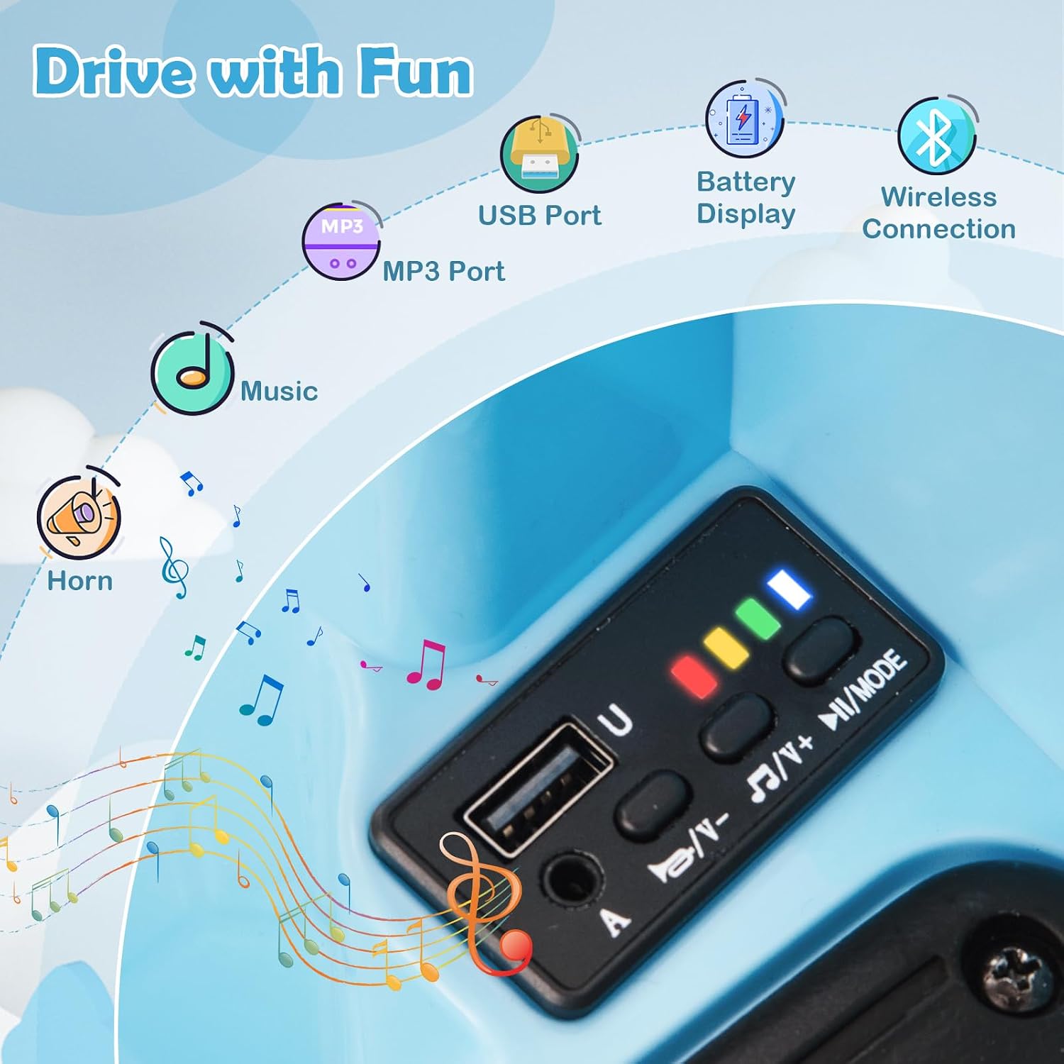 Costzon Bumper Car, 12V Electric Kids Ride on Bumping Car w/Remote Control, Wireless Connection, Flashing Lights, Music, Sounds & 360 Degree Spin, Baby Bumper Car for Toddlers 18+ Month (Blue)