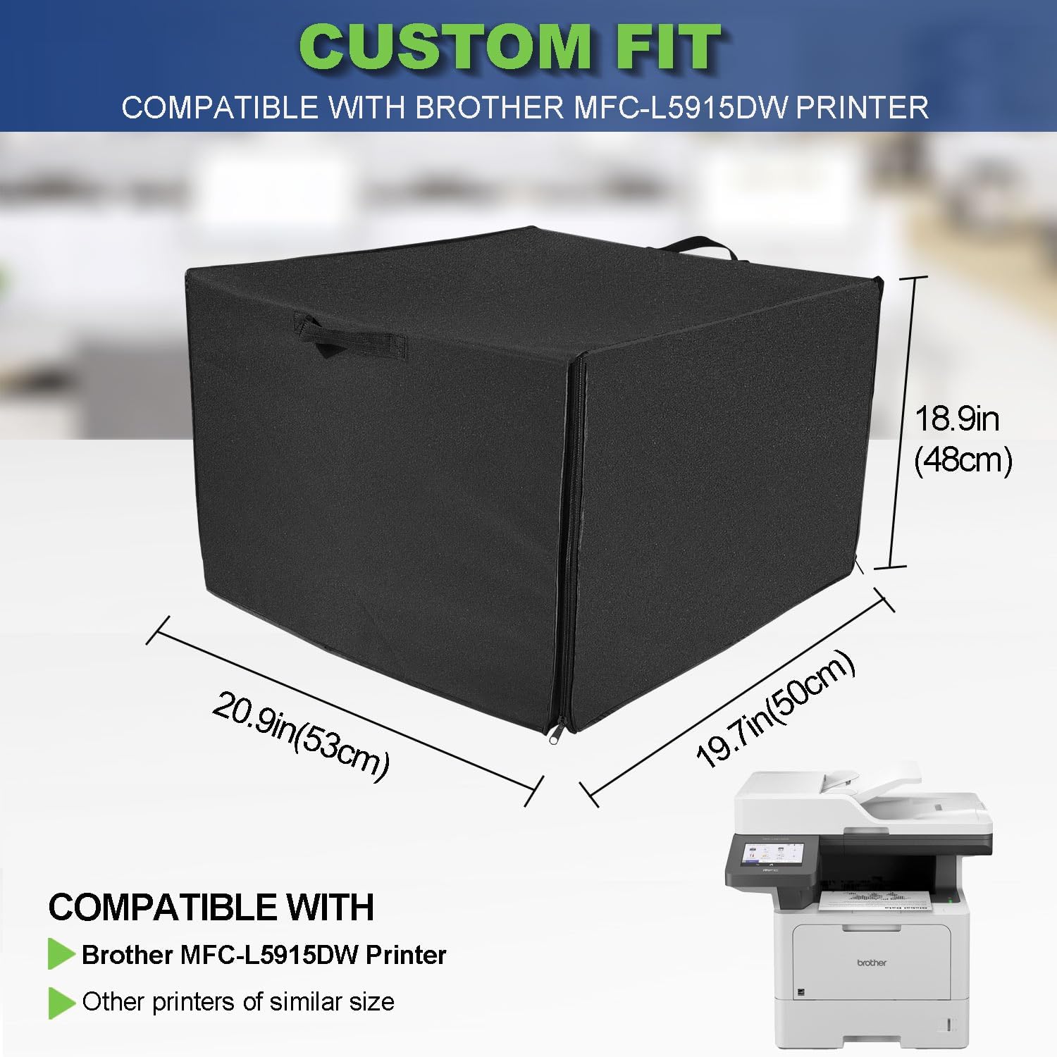 Printer Cover for Brother MFC-L5915DW Professional All-in-One Laser Printer, Waterproof Dust-proof Printer Cover - Thick Nylon Fabric for Protection - Front-Opening Zipper Design