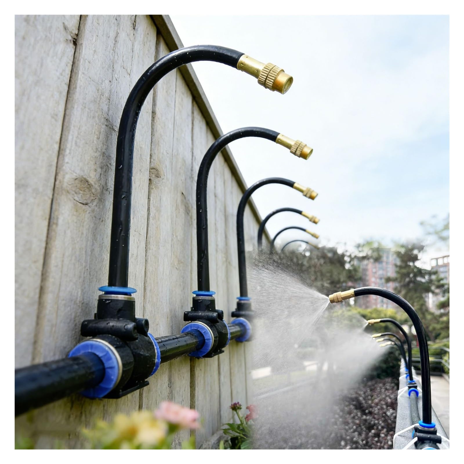Kit De Sistema De Riego para Jardín con Boquillas De Pulverización Ajustables, Sistema De Riego Automático para Plantas para Césped, Jardín, Invernadero Y Parterres | 90m/295ft