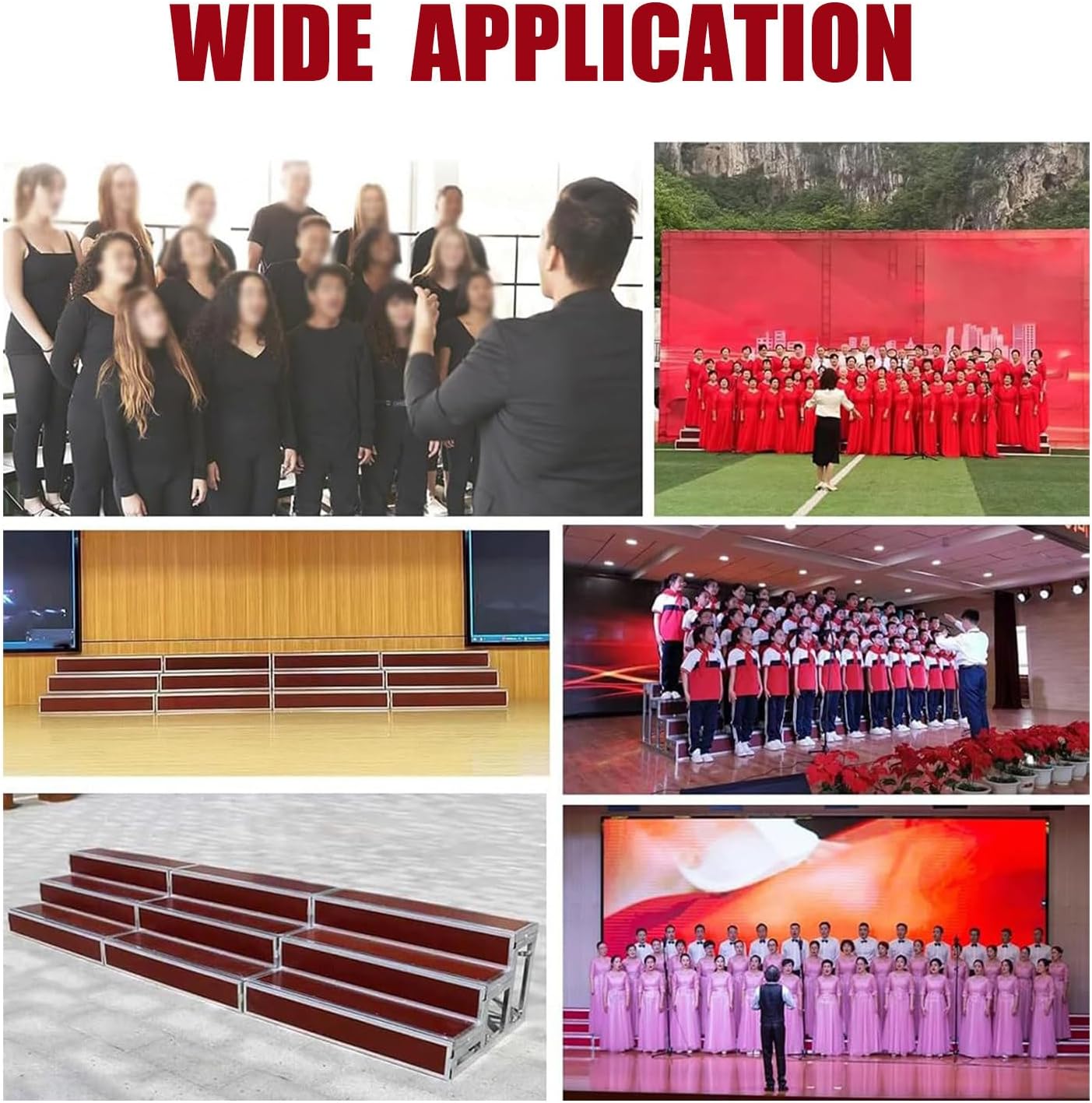 Sturdy 2-Tier Choir Step Platforms - Plywood & Galvanized Steel, Non-Slip Ladder for Awards Ceremonies, Performances & Speeches, Easy Assembly, Portable Podium