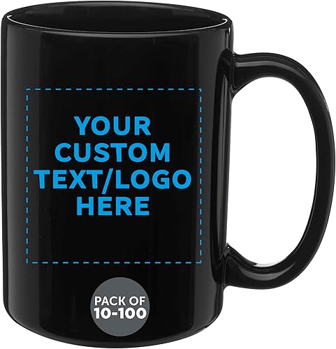 DISCOUNT PROMOS Juego de 100 tazas de café de cerámica grandes personalizadas de 15 onzas, paquete personalizado a granel, perfectas para café, té,