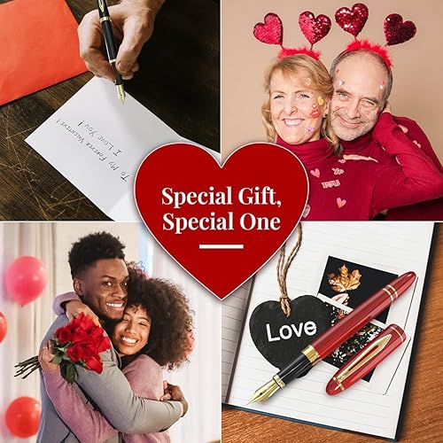 Miniatura 2 de Wordsworth & Black Juego de pluma estilográfica, punta mediana dorada de 18 quilates, incluye punta ancha de repuesto, paquete de 24 cartuchos de