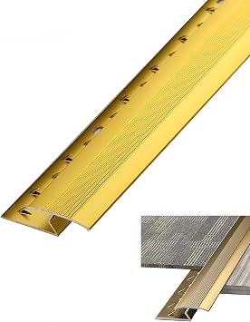 Carpet to Tile Transition Strip Carpet Transition Strip, Aluminum Alloy Z Bar Cuttable Carpets Tiles Door Threshold Edging Tool, for Home Office Hotel Floor Decor, Carpet Edge Trim Gold, 0.9m/3ft