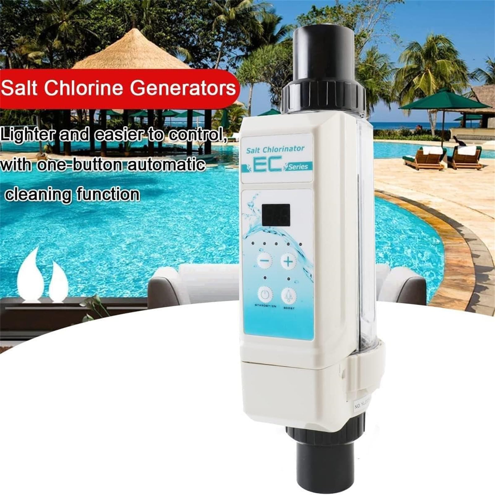 Générateur de Chlore au sel de Piscine, chlorinateur d'eau salée, 20 g/h, chloration de Piscine d'eau salée. Équipement de Traitement de l'eau, chloration de l'eau (10000gallons)