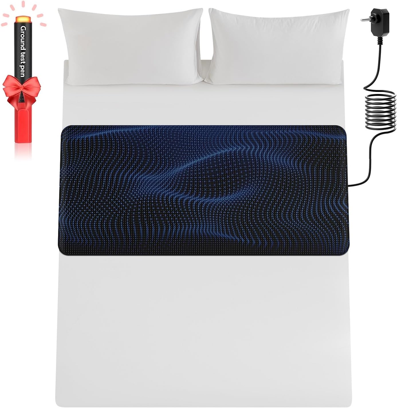 Grounding Mat for Bed, VOREEK Earth Connected Grounded Mattress Cover Sheets Pad Grounding Kit, Grounding Cord Included Twin