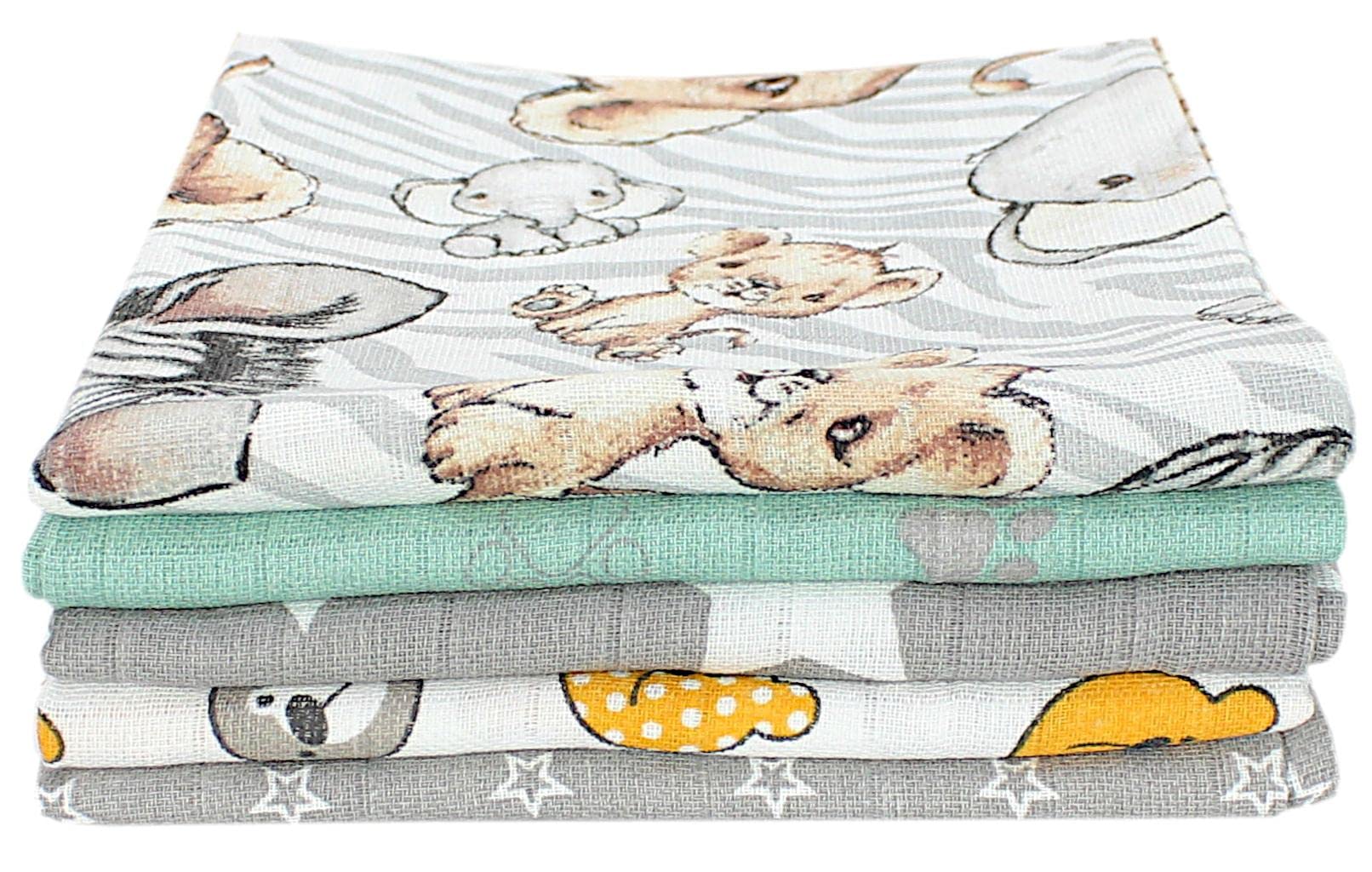 TupTam Pieluchy muślinowe ściereczki do zmywania 70x80 5 / 10 sztuk, kolor: Unisex 6, liczba części: 5 sztuk