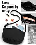 Small Sling Crossbody Bag for Women Men Trendy, Mini Crescent Bag with Adjustable Strap, 2 Zippers Lightweight Nylon Bag