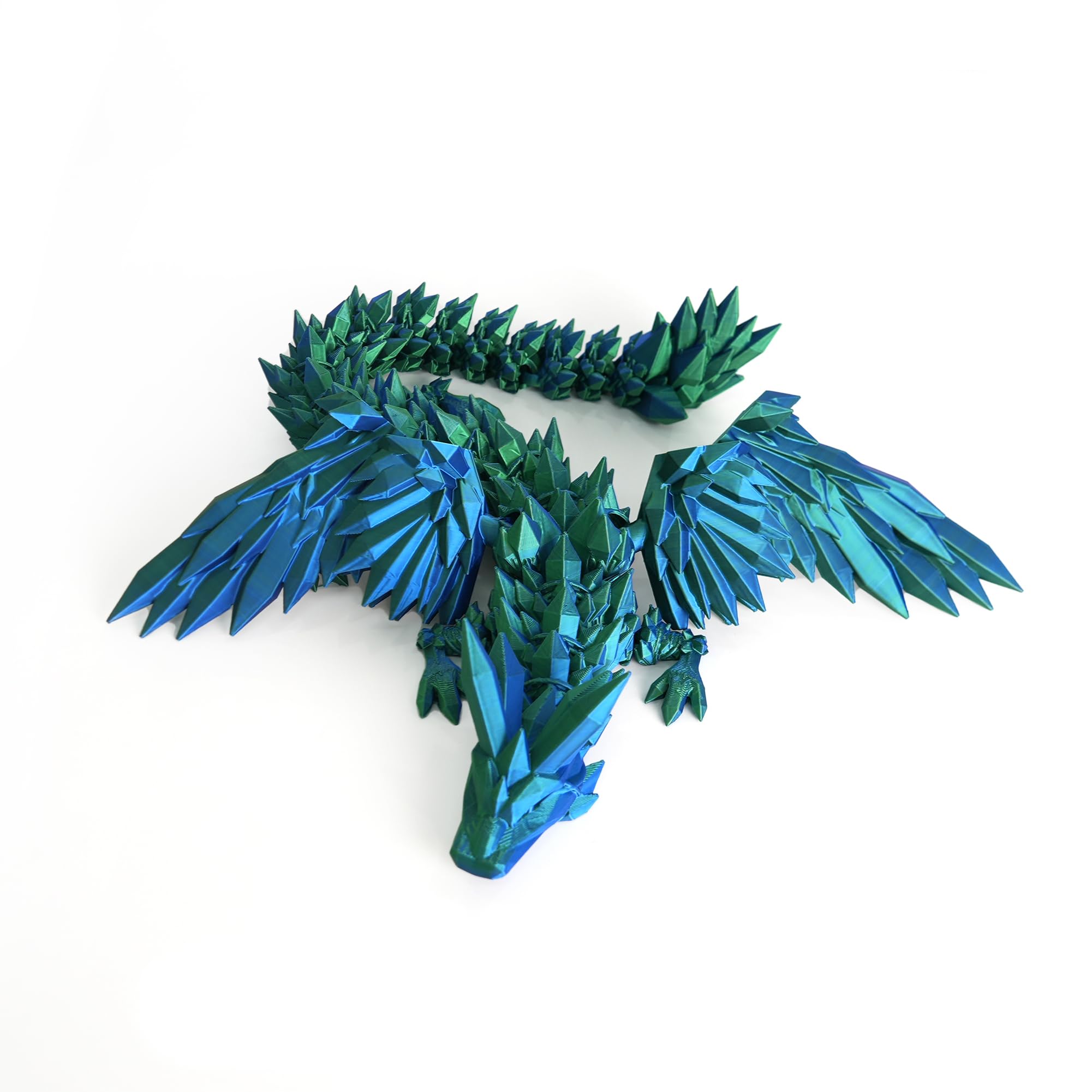 Flavery 3D Printed Dragon - 18 inch Flying Flexible Dragon with Wings, Articulated Winged Crystal Fidget Toy, Home Decor, Birthday Gift, Desk Pet(