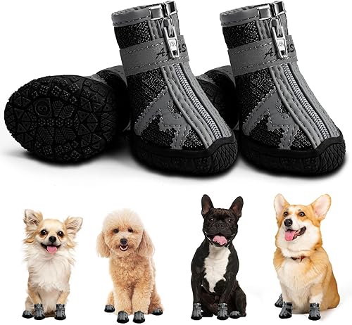 Zapatos para perros de tamaño pequeño, zapatos impermeables para pavimento caliente, botas para cachorros y protectores de patas, botines para