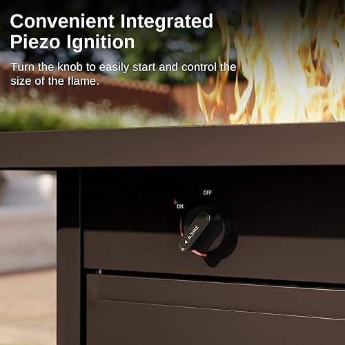 Miniatura 8 de EAST OAK Mesa para fogata de propano de 28 pulgadas, fogata de gas de acero de 50,000 BTU para exteriores, terraza de patio y jardín, mesa de fuego