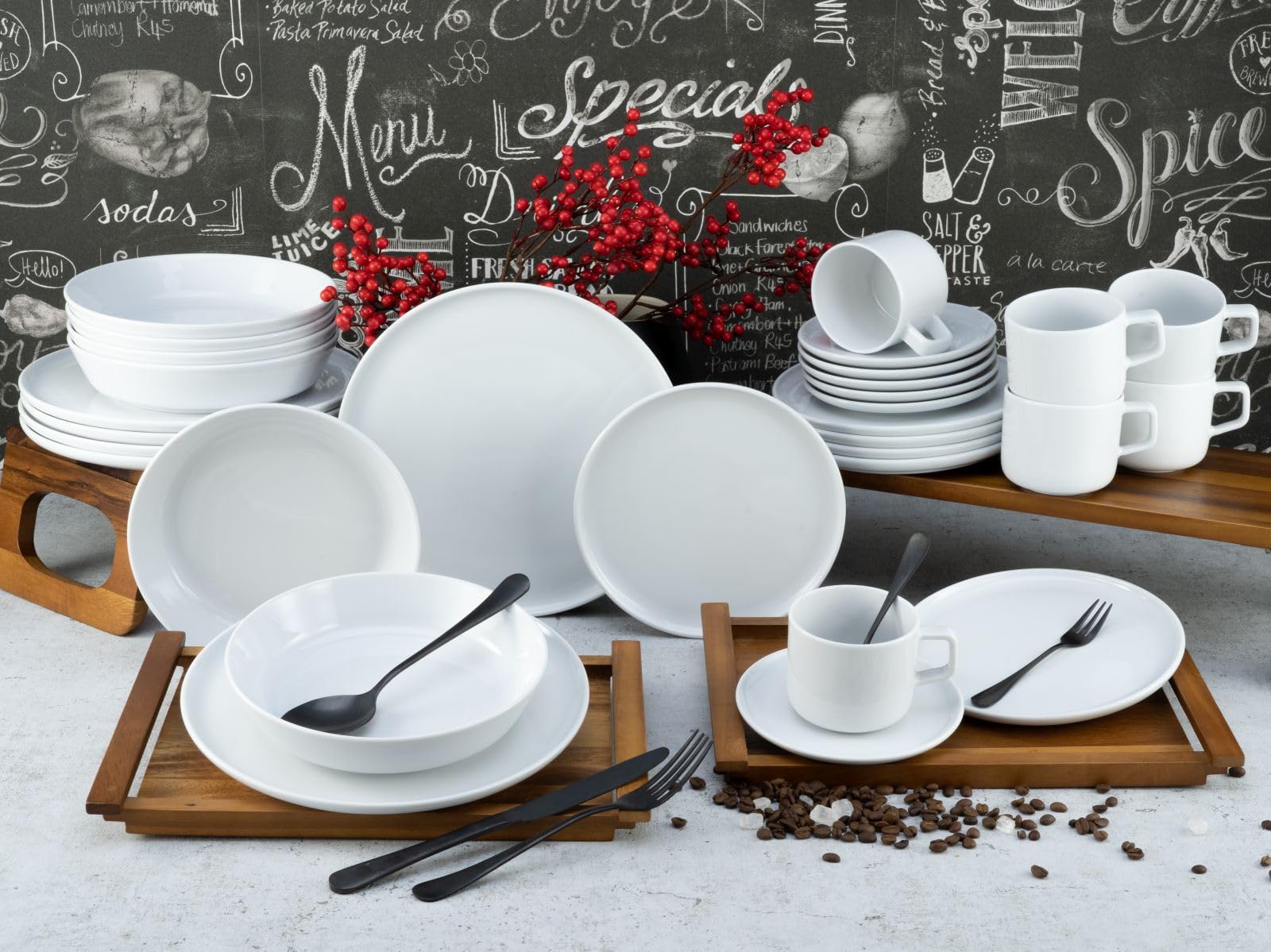 CreaTable, 16738, Serie Chef Collection, 30-teiliges Geschirrset für 6 Personen, Kombiservice aus Porzellan, spülmaschinen- und mikrowellengeeignet,