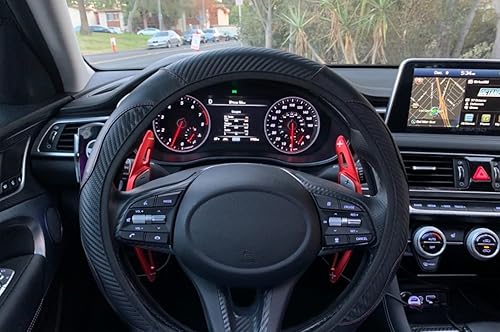 Miniatura 4 de iJDMTOY Extensiones de paleta grandes de aluminio billet CNC rojo compatibles con Hyundai Genesis G70 2018-2022, Sonata 2020-2023, Elantra