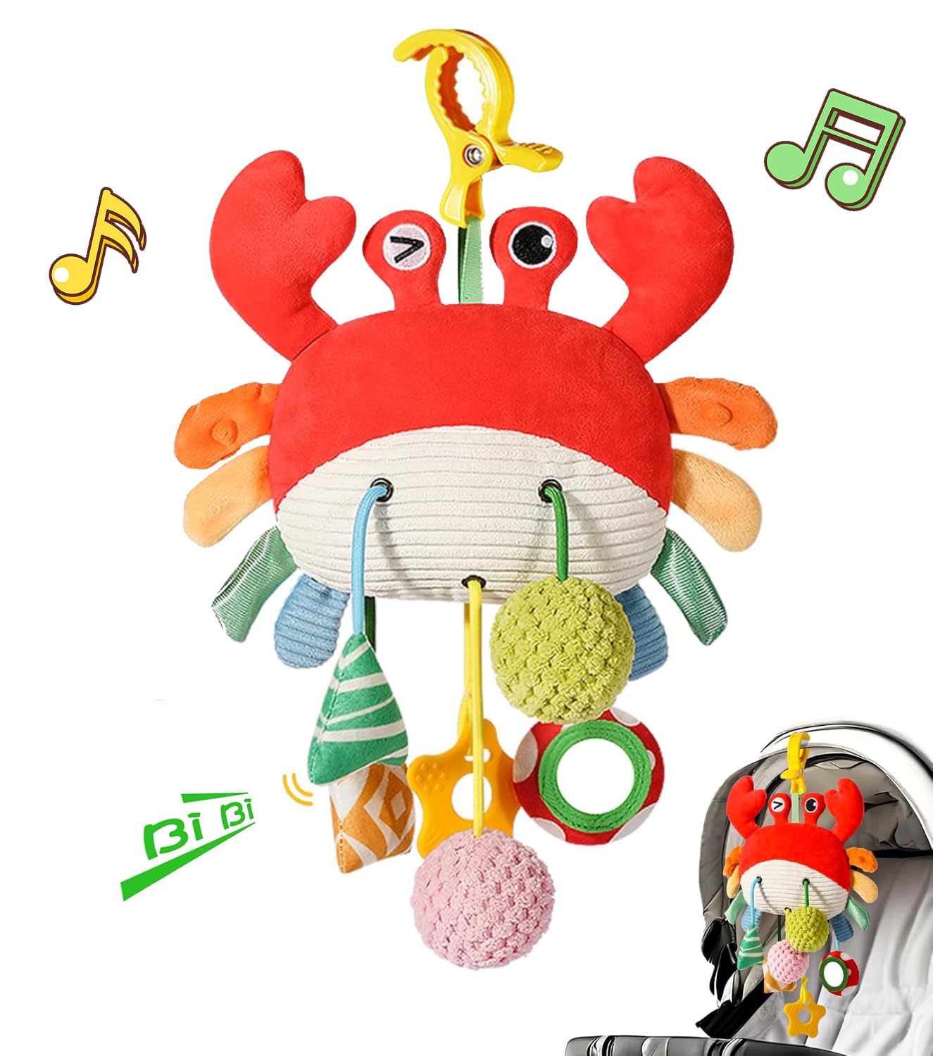 Fehn Activity-Spieltier / Motorikspielzeug Zum Aufhängen Mit Spiegel & Ringen Zum Beißen, Spielen, Greifen Und Geräusche Erzeugen / Für Babys Und Kleinkinder Ab 0+ Monaten