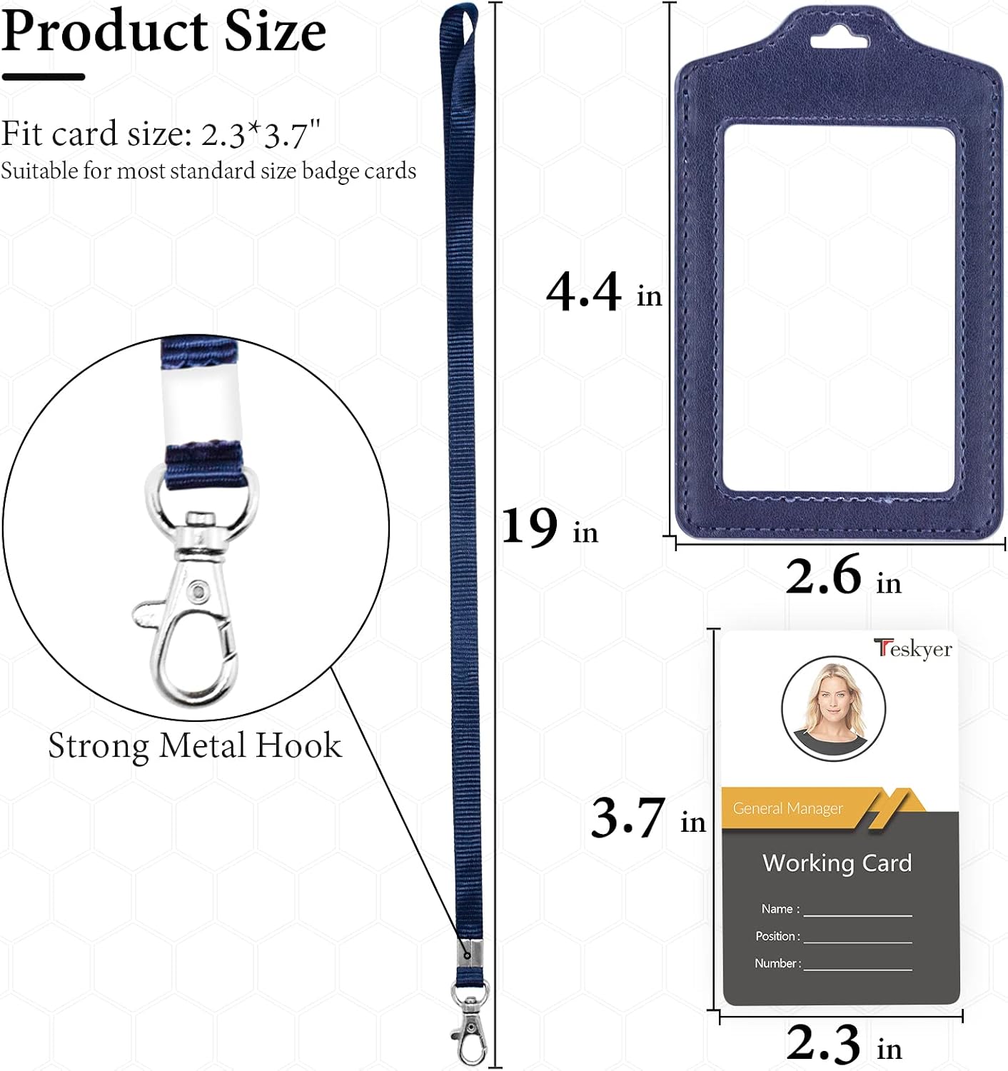 Teskyer 2 Pack Double Sided Clear Badge Holder, ID Card Holders, with Nylon Lanyard, for Work Business, Oyster Card, Bus, Pass, Blue - Image 5