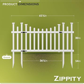 Zippity Madison Picket Gate, White Vinyl DIY No Dig Kit