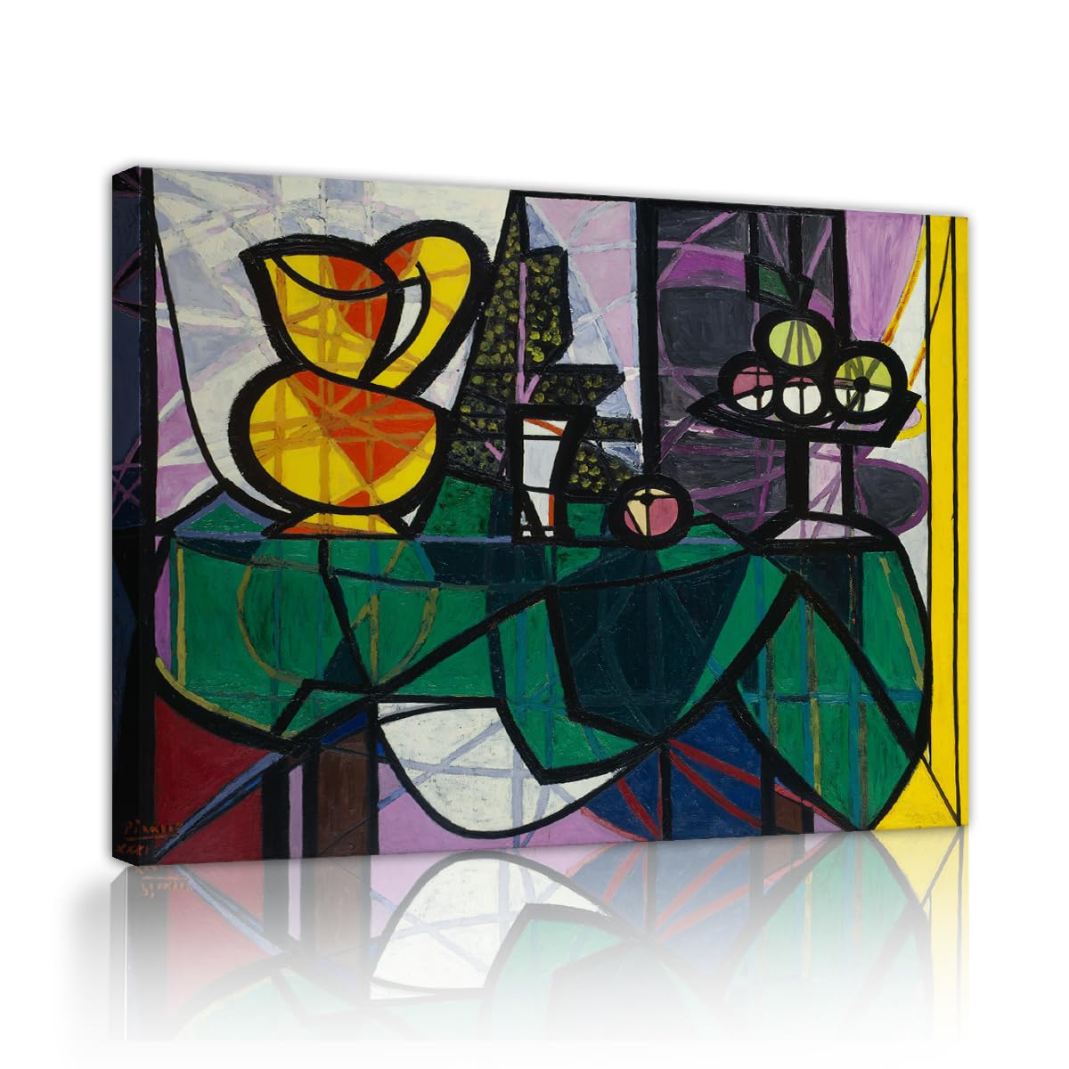 SHENGPOSTER Cubism Geometric Wall Art Posters Picasso Pitcher and Bowl of Fruit Famous Painting Replica Canvas Wall Art for Living Room Office Hallway Innerframe 70x90cm