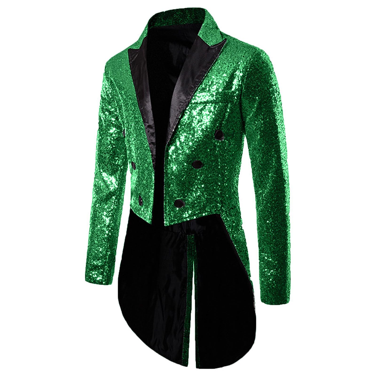 Generisch Giacca con glitter da uomo, per feste, slim fit, blazer frack, giacca da smoking, con paillettes, costume da Carnevale, ballo, rinascimentale, giacca vittoriana