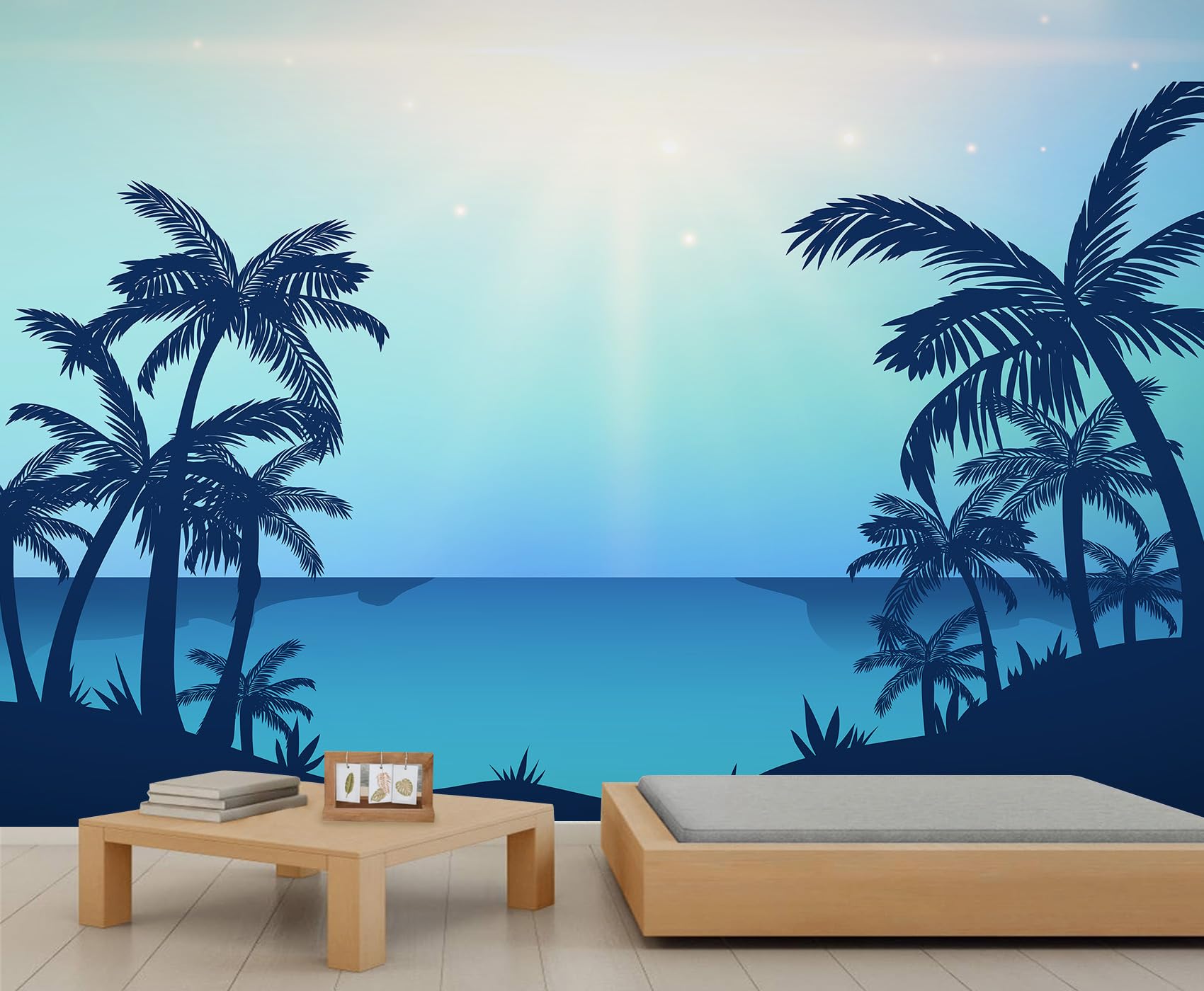 Tapis de noix de coco arbres palmiers avec impression haute définition de paysage