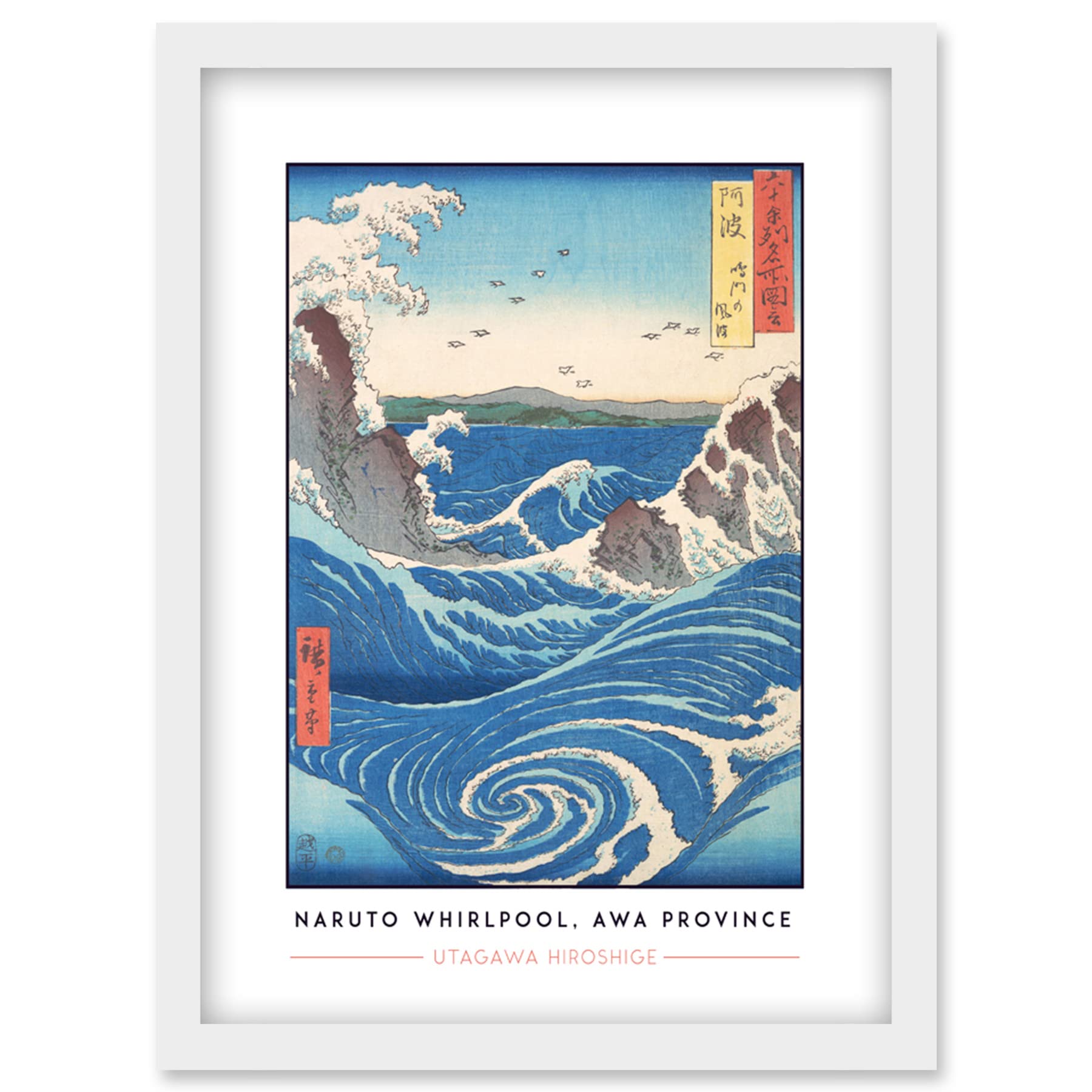 Utagawa Hiroshige Naruto Whirlpool Awa Province Framed Wall Art Print - A4 Size - Artery8