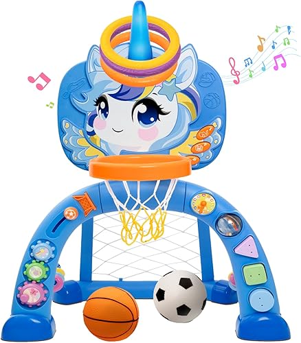 Fabeto Basketball Hoop & Soccer Goal for Toddlers – 3-in-1 Sports Play Set with 